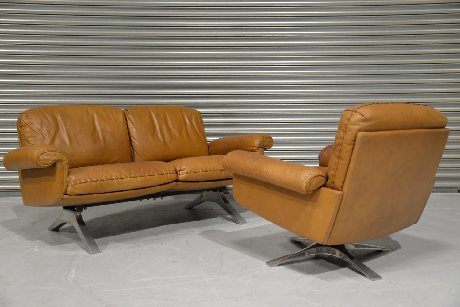 Vintage De Sede Ds 31 Two-Seat Sofa with Swivel Armchair, Switzerland, 1970s 1
