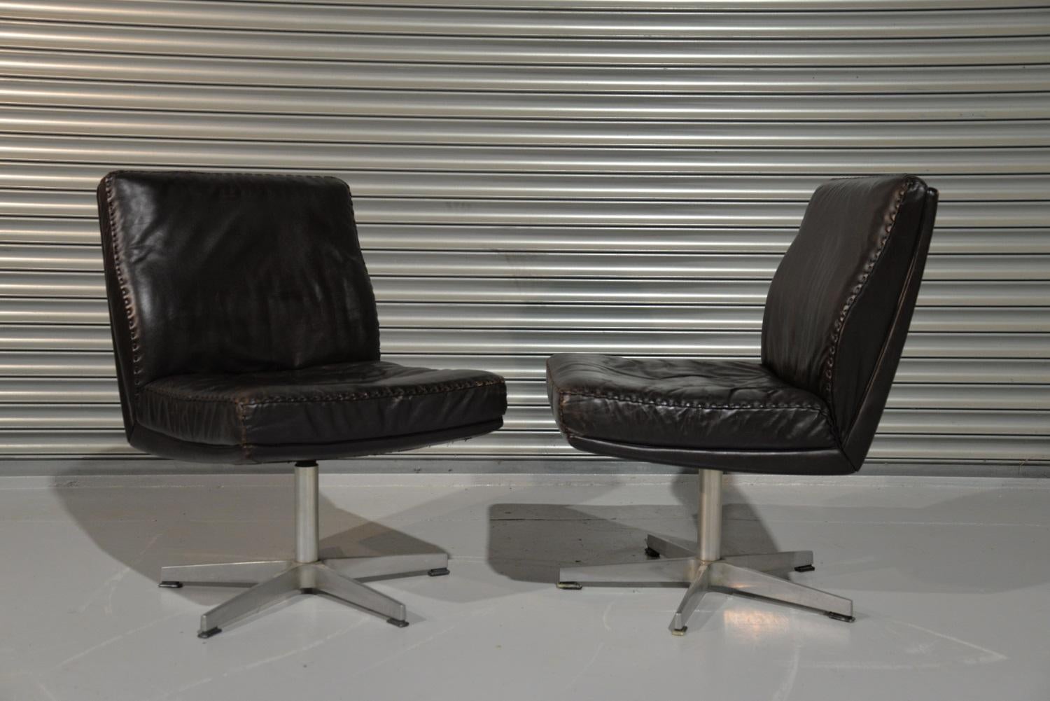 Vintage de Sede DS 35 Leather Swivel Office Chairs, Switzerland 1960s For Sale 5