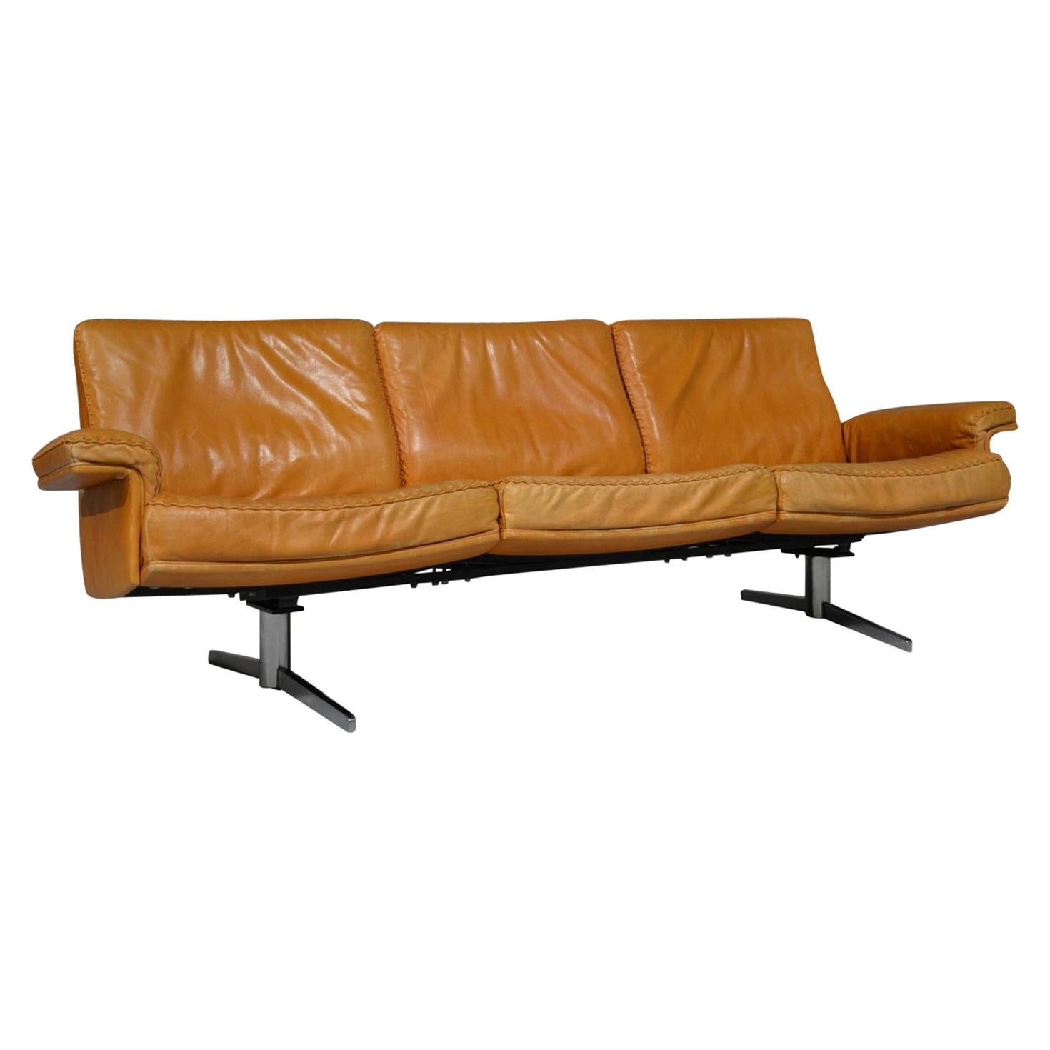 Vintage De Sede DS 35 Leather Three-Seat Sofa, Switzerland, 1960s For Sale