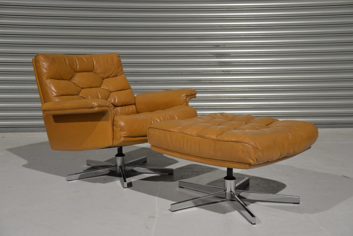 Discounted airfreight for our US and International customers ( from 2 weeks door to door) 

We are delighted to bring to you an ultra-rare and highly desirable De Sede Executive swivel lounge armchair and ottoman. Built in the 1970s by De Sede