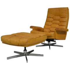 Vintage De Sede DS 35 Swivel Armchair and Ottoman by Robert Haussmann, 1970s