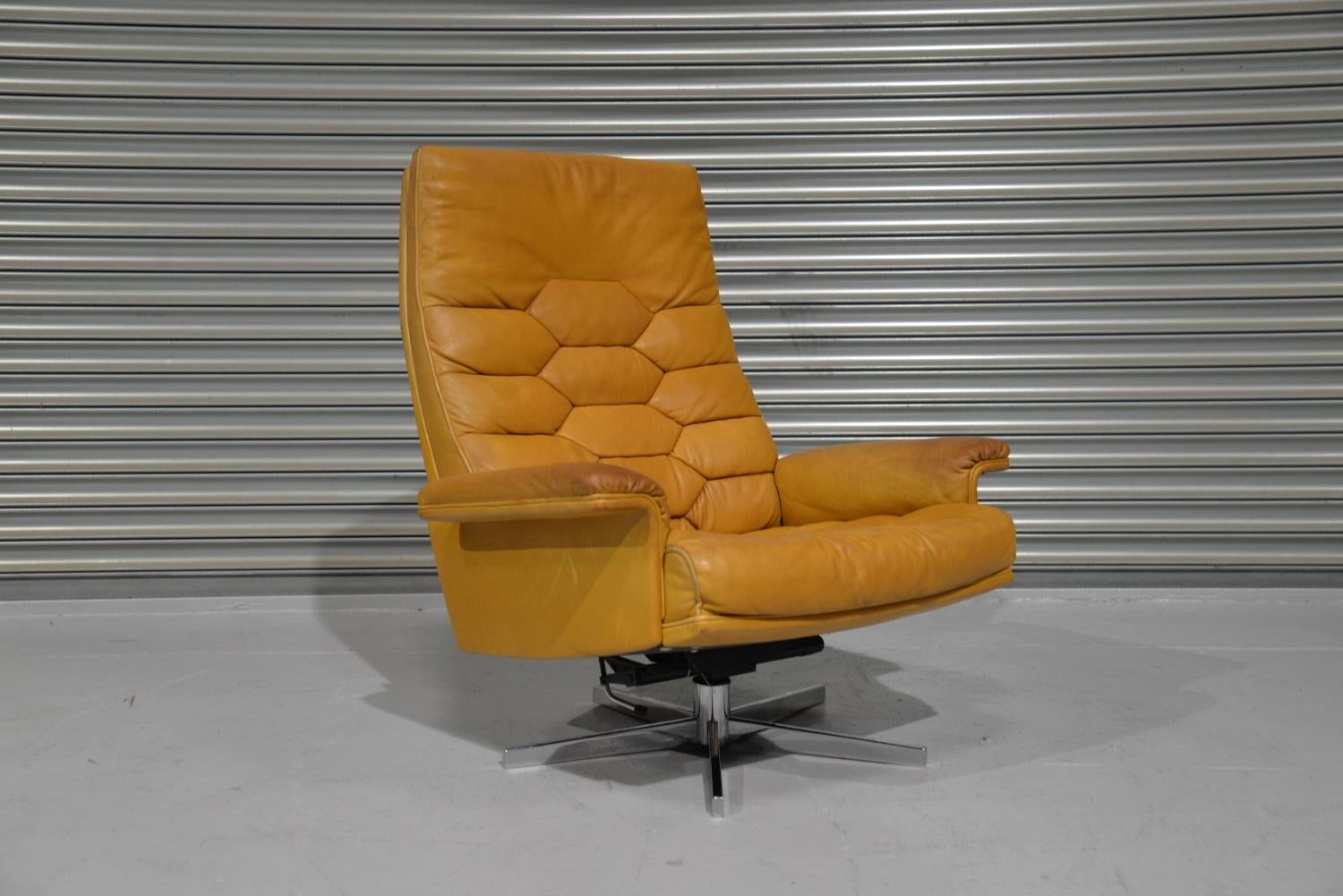 Leather Vintage De Sede DS 35 Swivel Armchair by Robert Haussmann, Switzerland 1970s