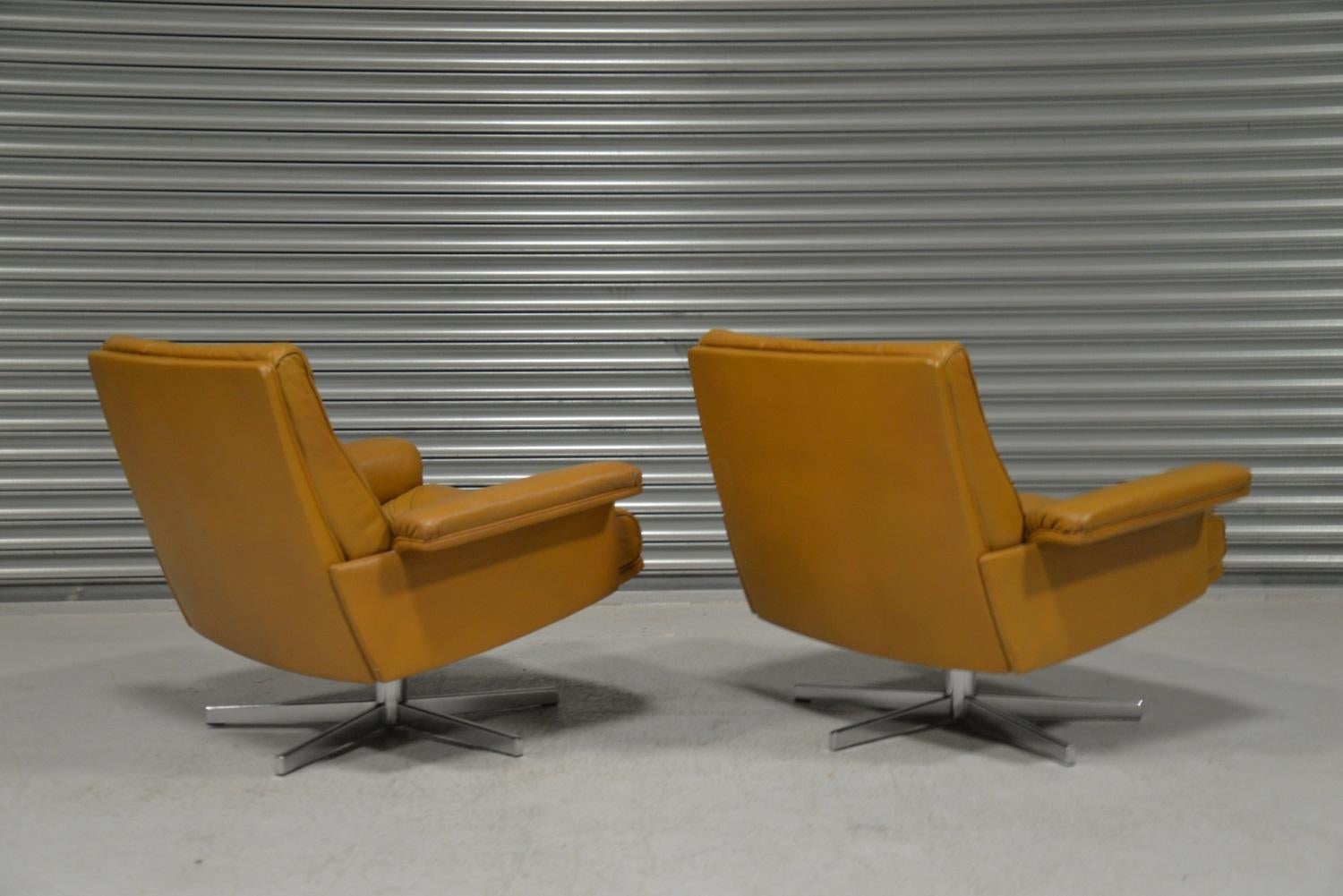 Sillones giratorios De Sede DS-P vintage de Robert Haussmann, Suiza, años 70 Cuero en venta