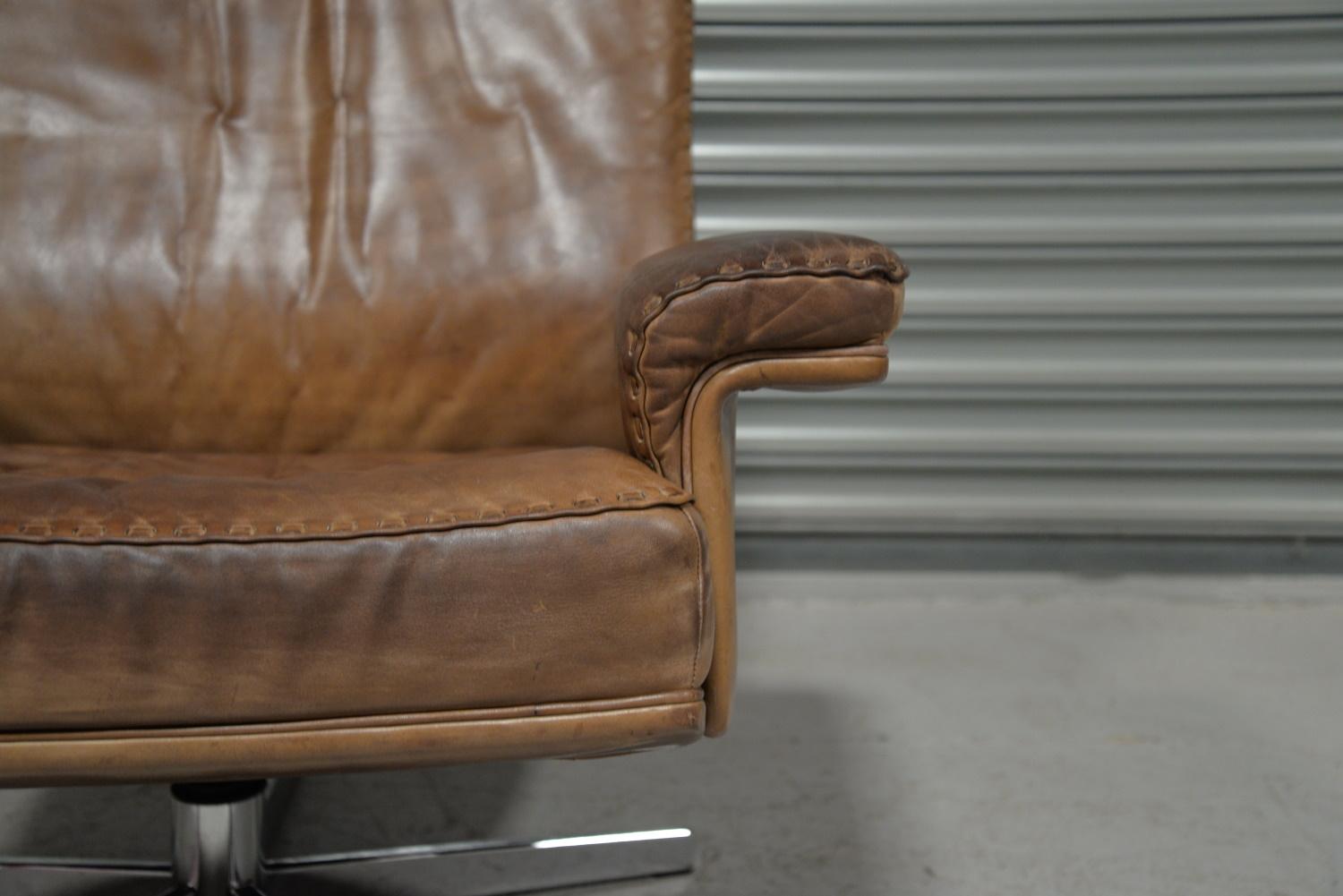 Vintage De Sede DS 35 Swivel Leather Armchair, Switzerland, 1970s For Sale 5