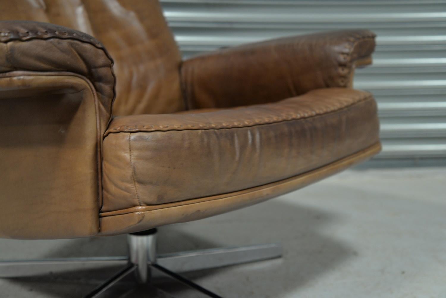 Vintage De Sede DS 35 Swivel Leather Armchair, Switzerland, 1970s For Sale 6