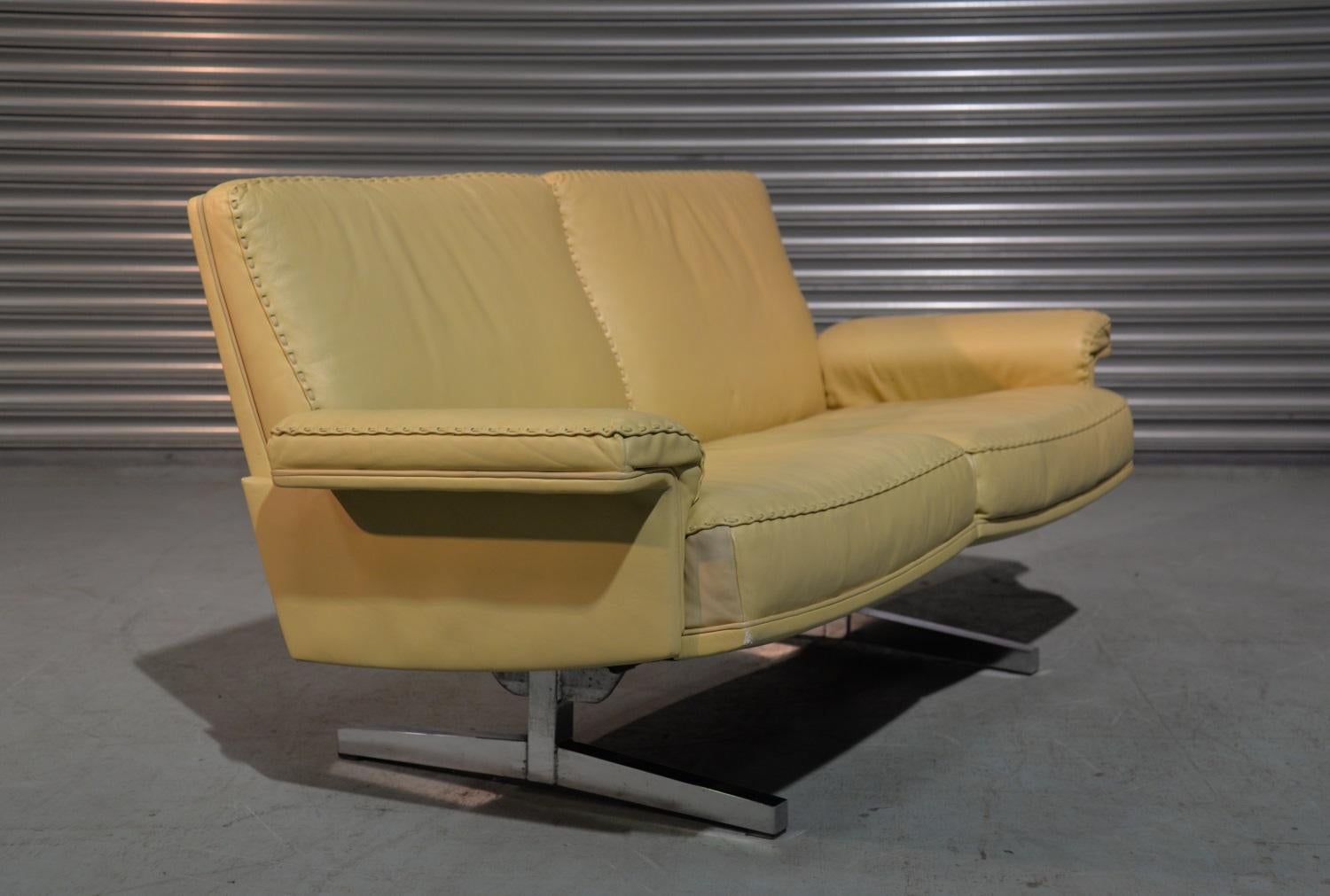 Late 20th Century Vintage De Sede DS 35 Two-Seat Loveseat and Swivel Armchair and Ottoman, 1970s For Sale