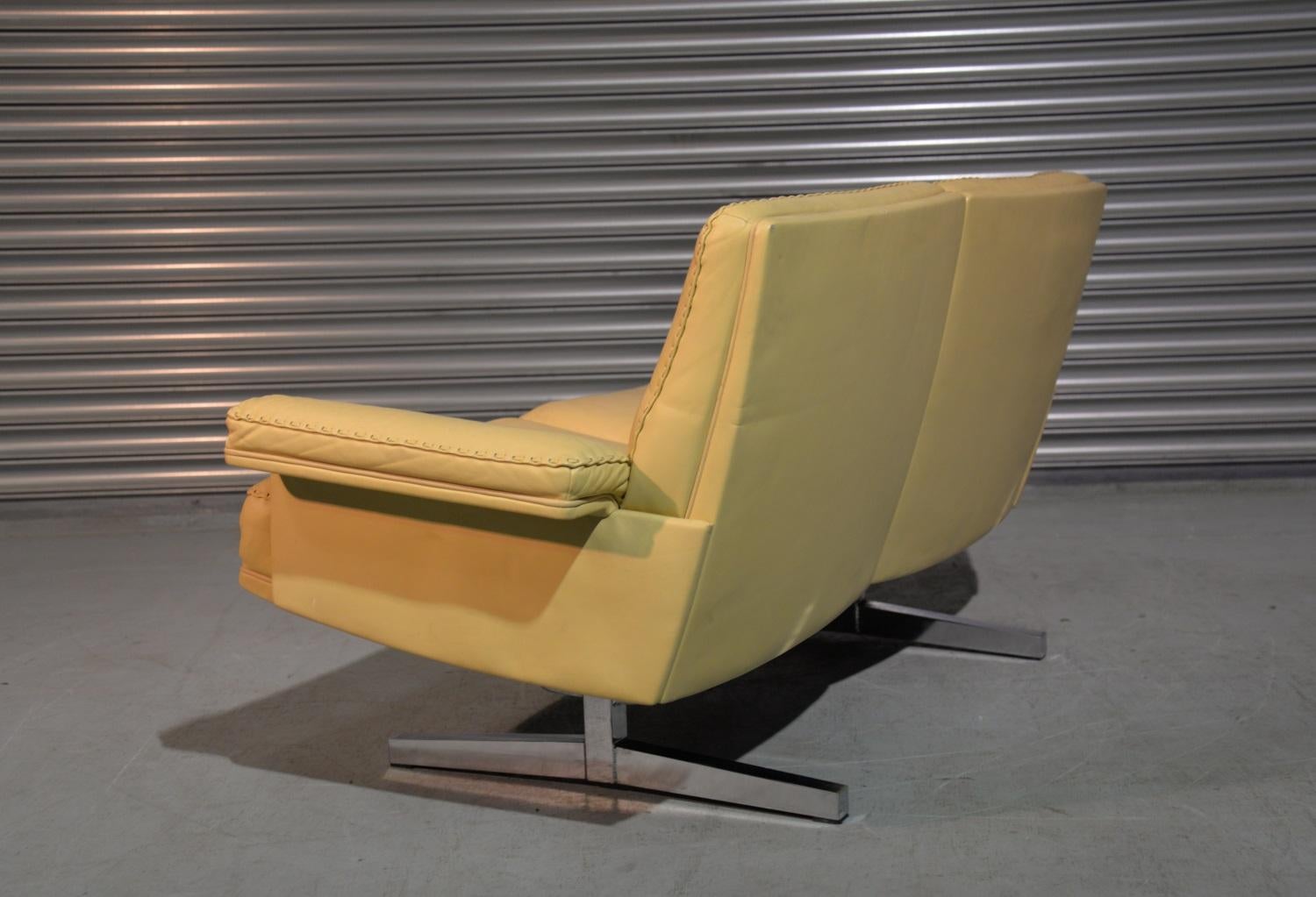 Vintage De Sede DS 35 Two-Seat Loveseat and Swivel Armchair and Ottoman, 1970s For Sale 1