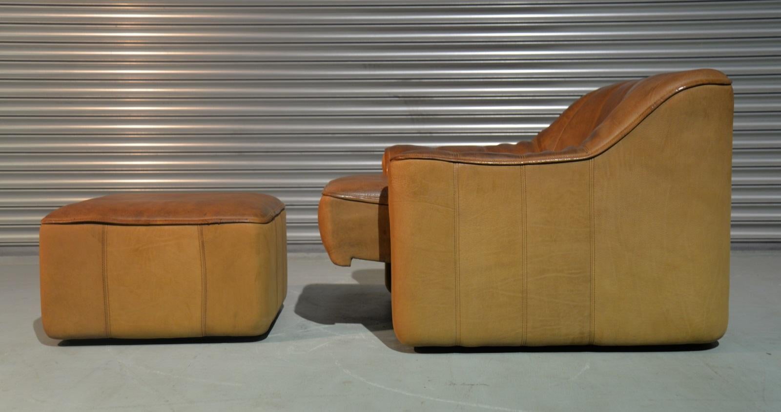 Discounted airfreight for our International customers ( from 2 weeks door to door )

We are delighted to bring to you a vintage 1970s De Sede DS 44 armchair and matching ottoman in thick buffalo leather with a soft silky texture similar to suede.