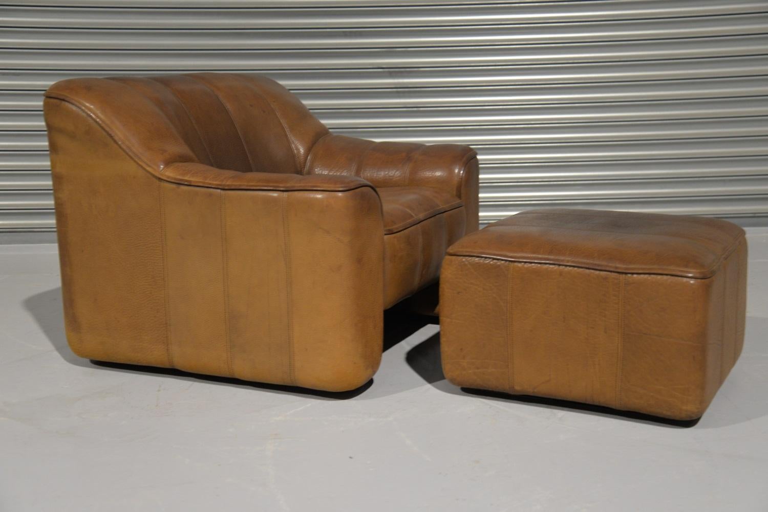 Vintage De Sede DS 44 Armchair with Ottoman, Switzerland 1970s In Good Condition For Sale In Fen Drayton, Cambridgeshire