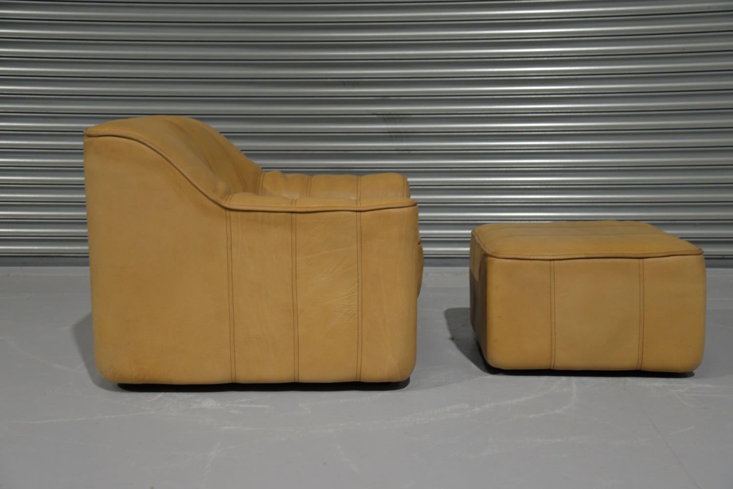 Vintage De Sede DS 44 Armchair with Ottoman, Switzerland 1970s im Zustand „Gut“ im Angebot in Fen Drayton, Cambridgeshire