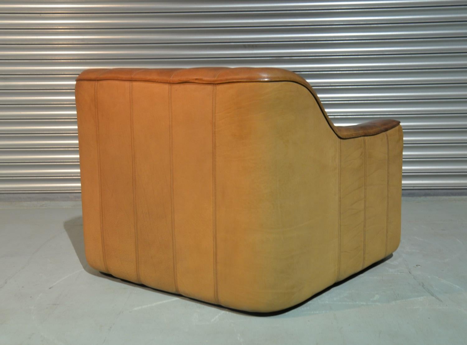 Leather Vintage De Sede DS 44 Armchair with Ottoman, 1970s