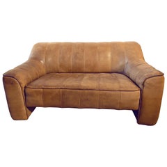 Vintage De Sede DS-44 Buffalo Leather Adjustable Loveseat Sofa, circa 1970s