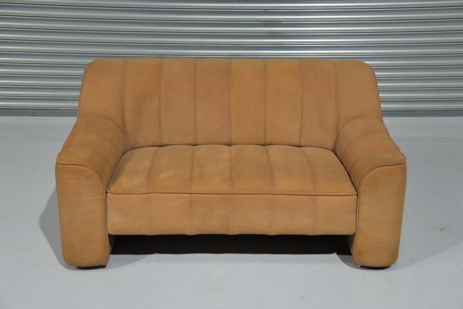Mid-Century Modern Vintage De Sede DS 44 Leather Two-Seat Sofa or Loveseat Switzerland 1970`s
