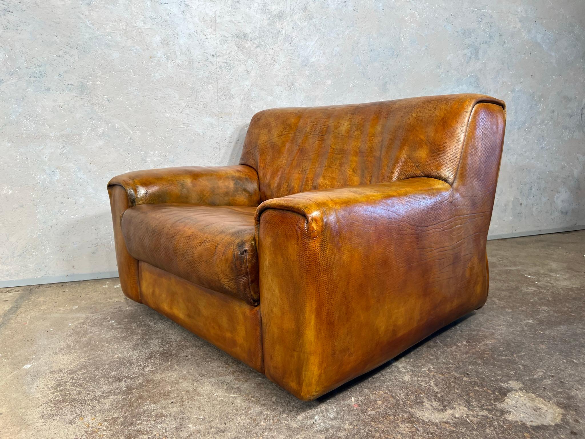 Vintage De Sede Ds 47 Bull Neck Leather Lounge Chair Colour Sand #569 For Sale 8