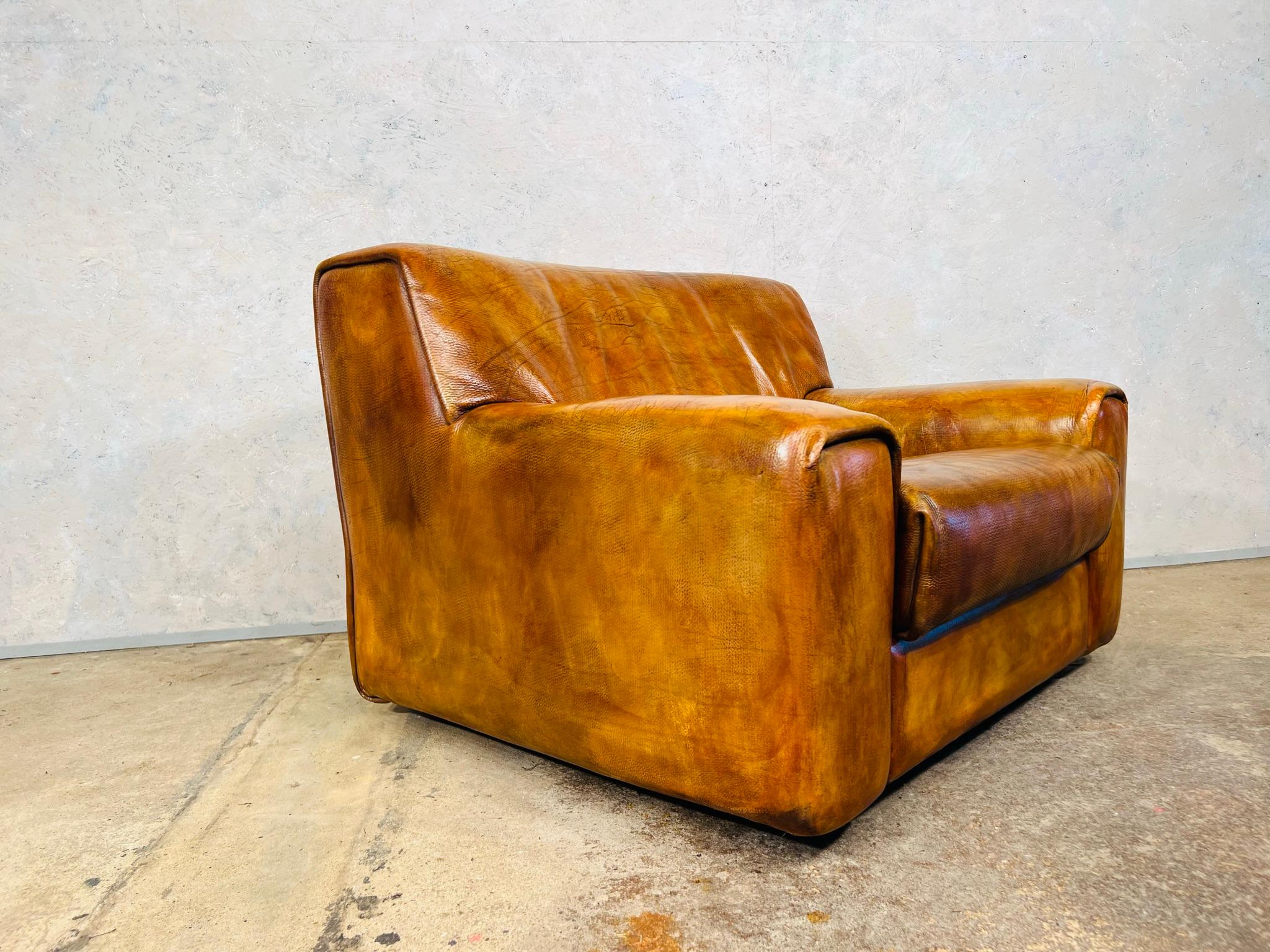 20th Century Vintage De Sede Ds 47 Bull Neck Leather Lounge Chair Colour Sand #569 For Sale