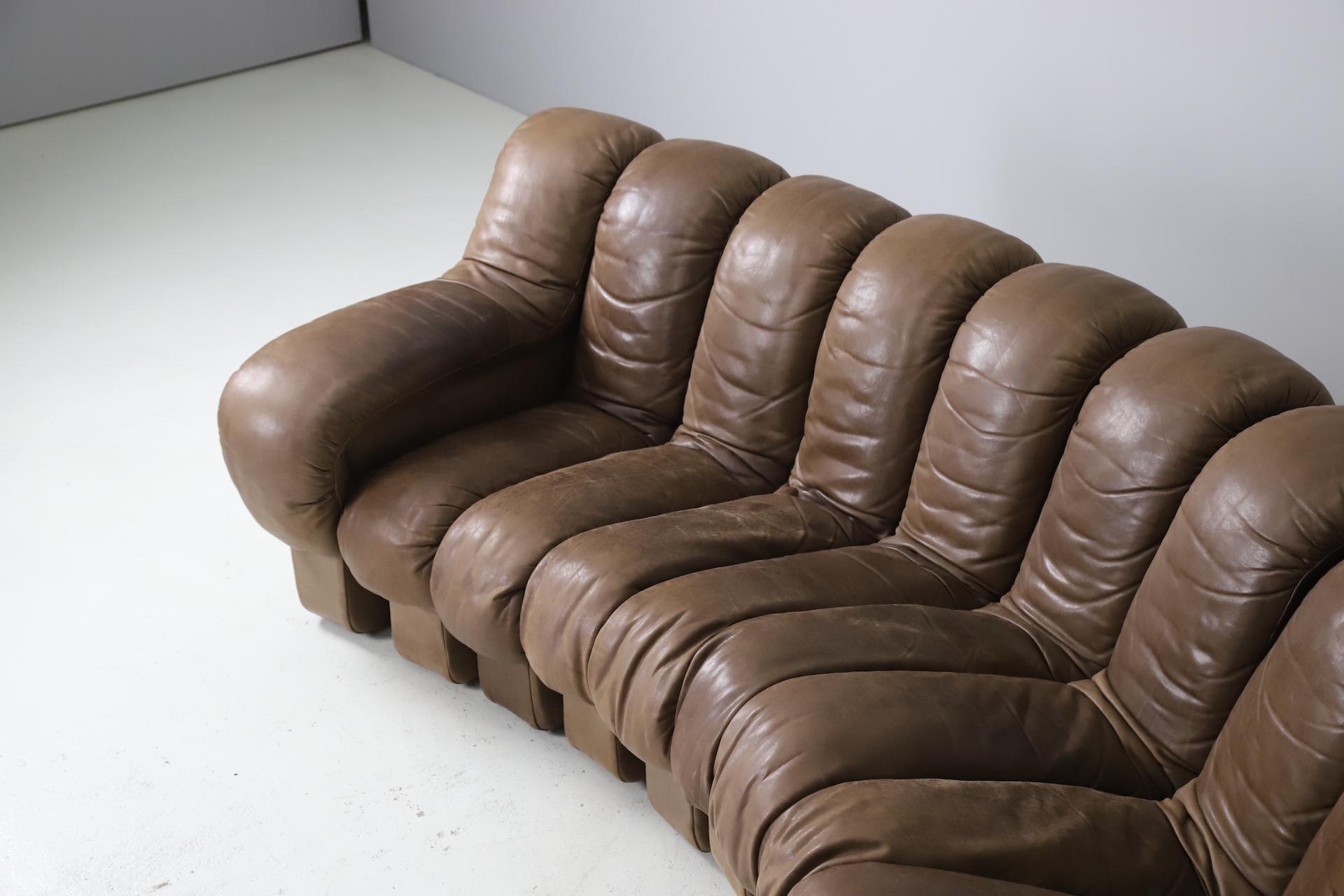 Vintage De Sede Ds-600 'Snake' Sectional Sofa in Full Leather, 1980s 3