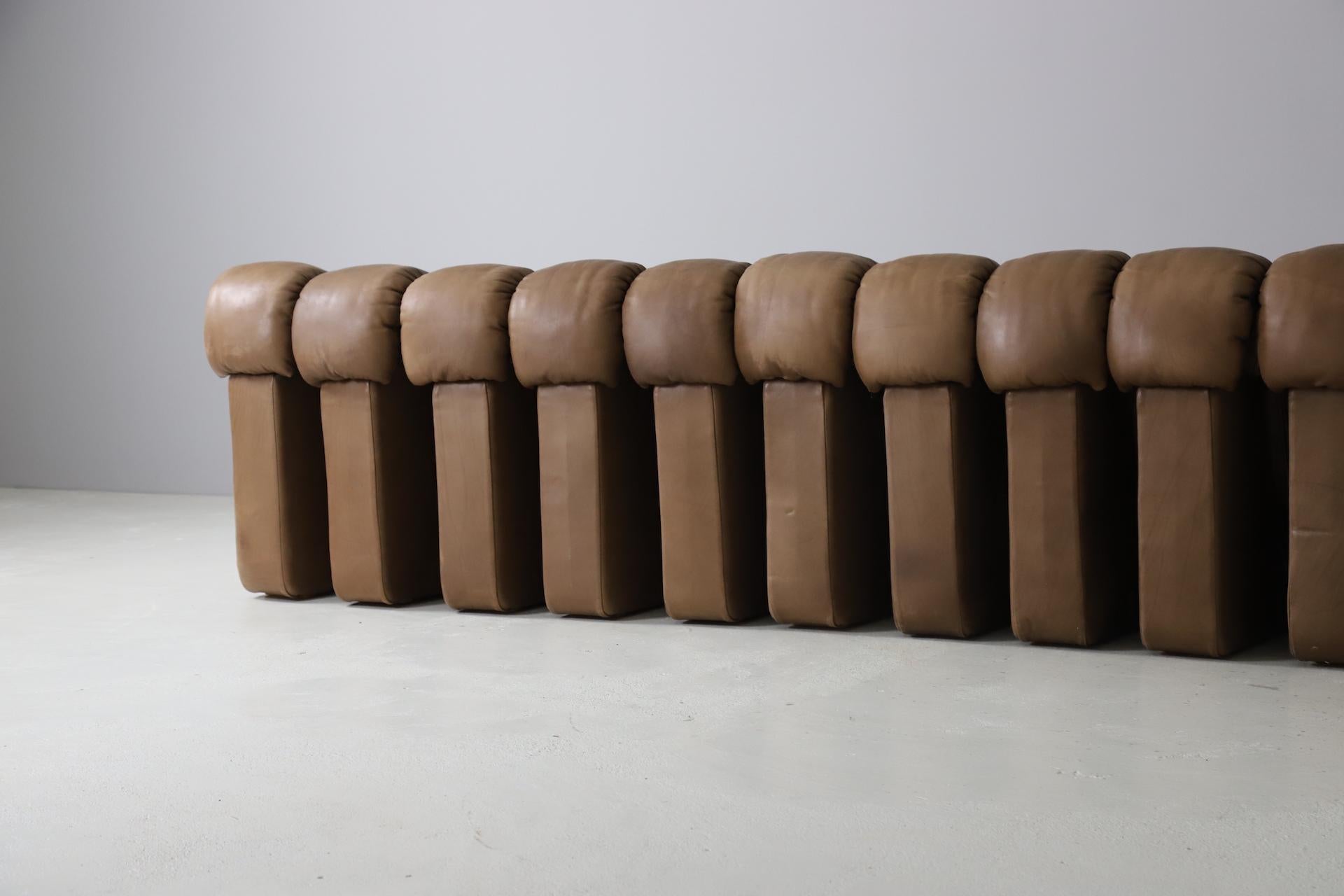 Vintage De Sede Ds-600 'Snake' Sectional Sofa in Full Leather, 1980s 4