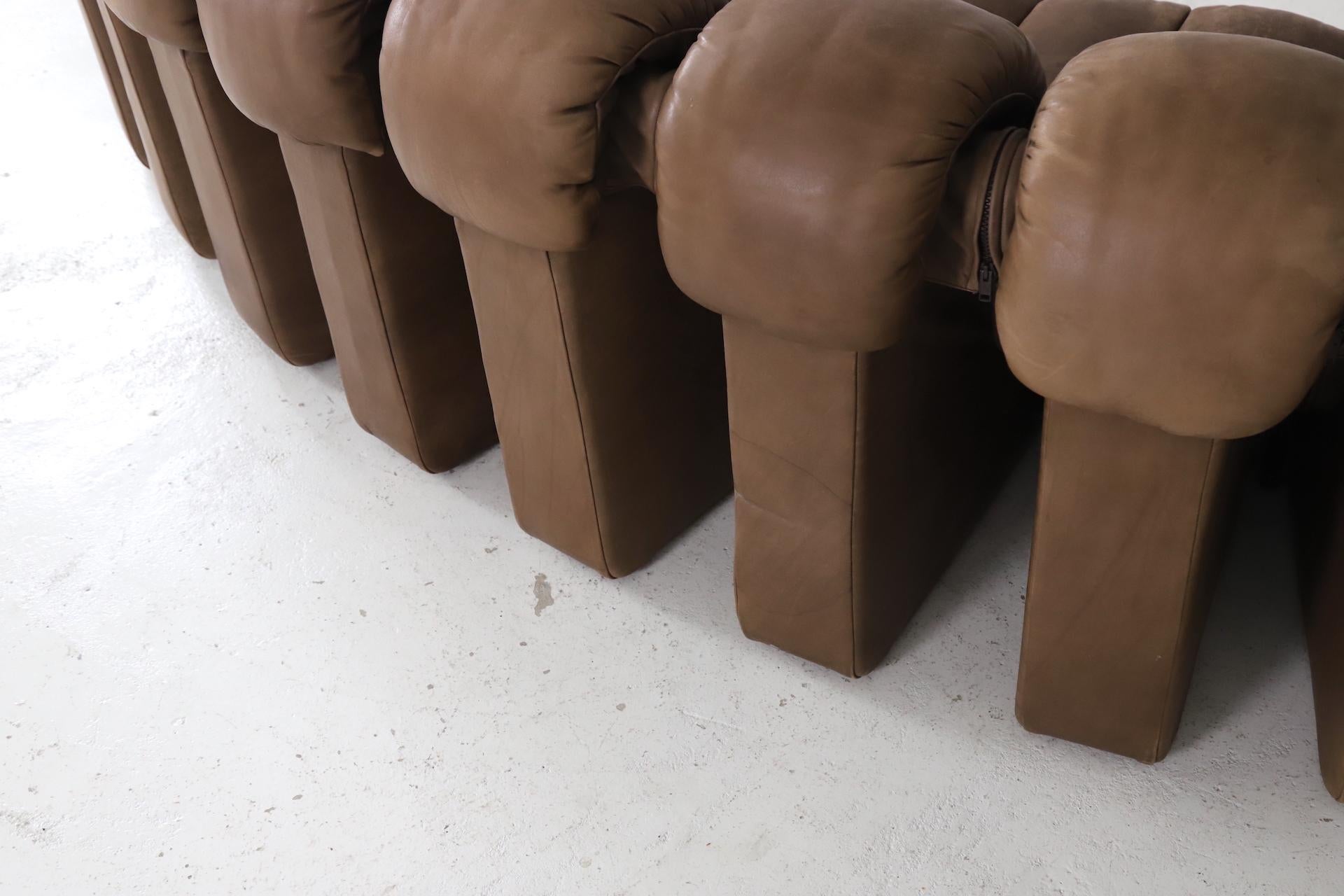 Vintage De Sede Ds-600 'Snake' Sectional Sofa in Full Leather, 1980s 9