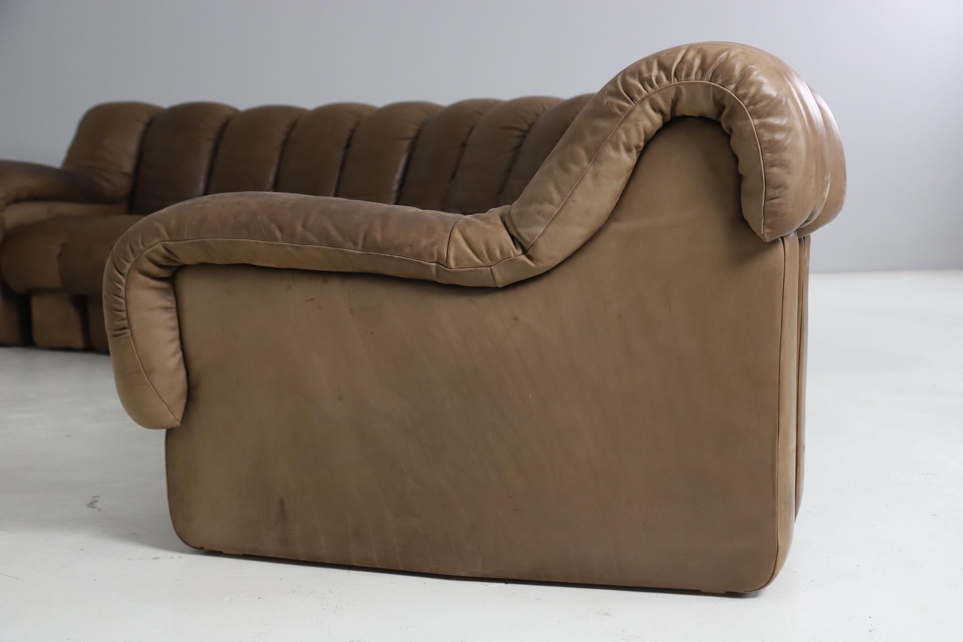 Vintage De Sede Ds-600 'Snake' Sectional Sofa in Full Leather, 1980s 10