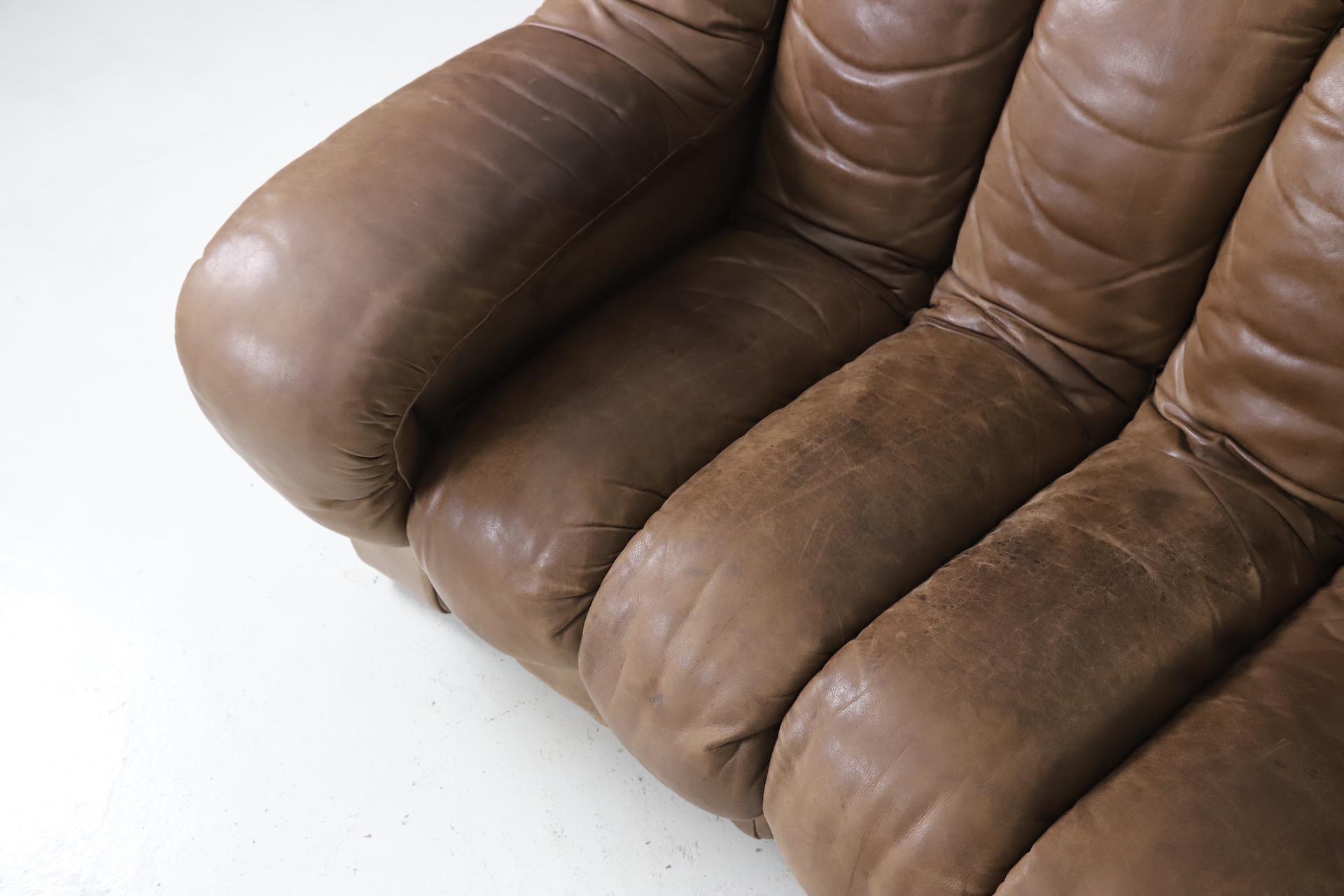 Vintage De Sede Ds-600 'Snake' Sectional Sofa in Full Leather, 1980s In Good Condition In Sittard, LI
