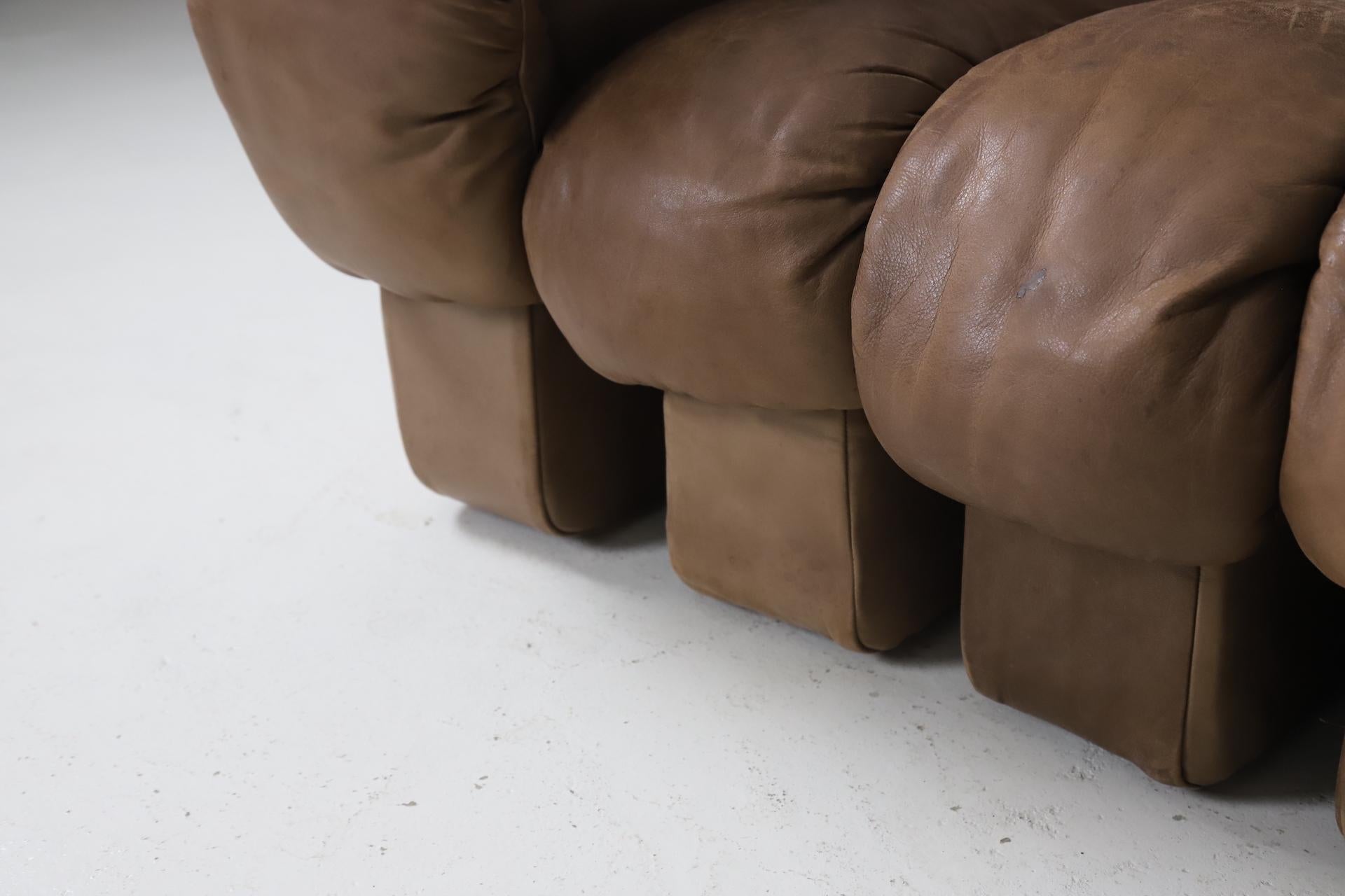 Late 20th Century Vintage De Sede Ds-600 'Snake' Sectional Sofa in Full Leather, 1980s