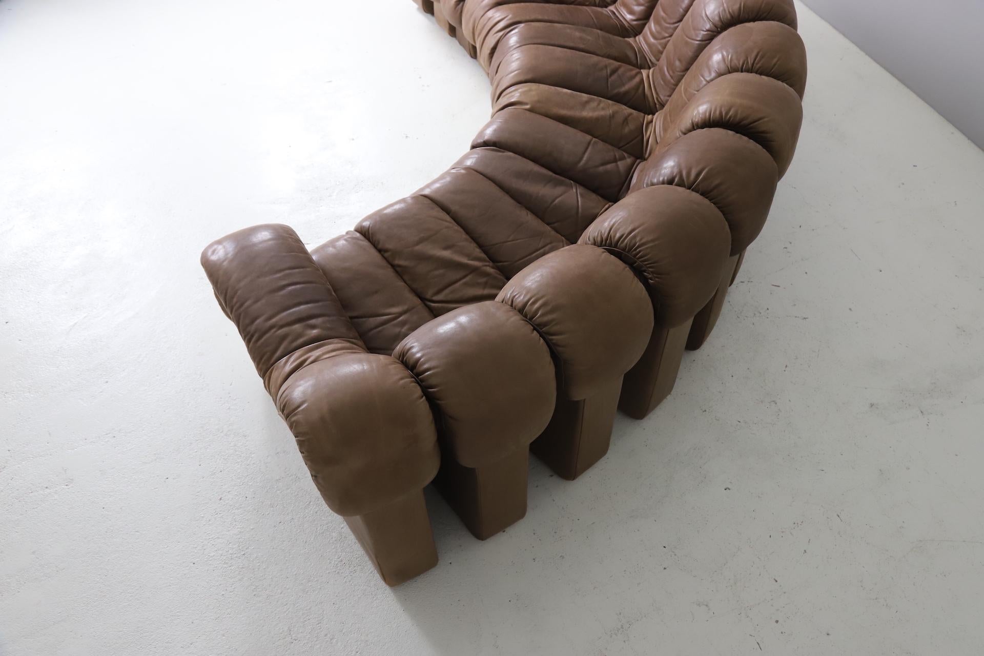Vintage De Sede Ds-600 'Snake' Sectional Sofa in Full Leather, 1980s 2