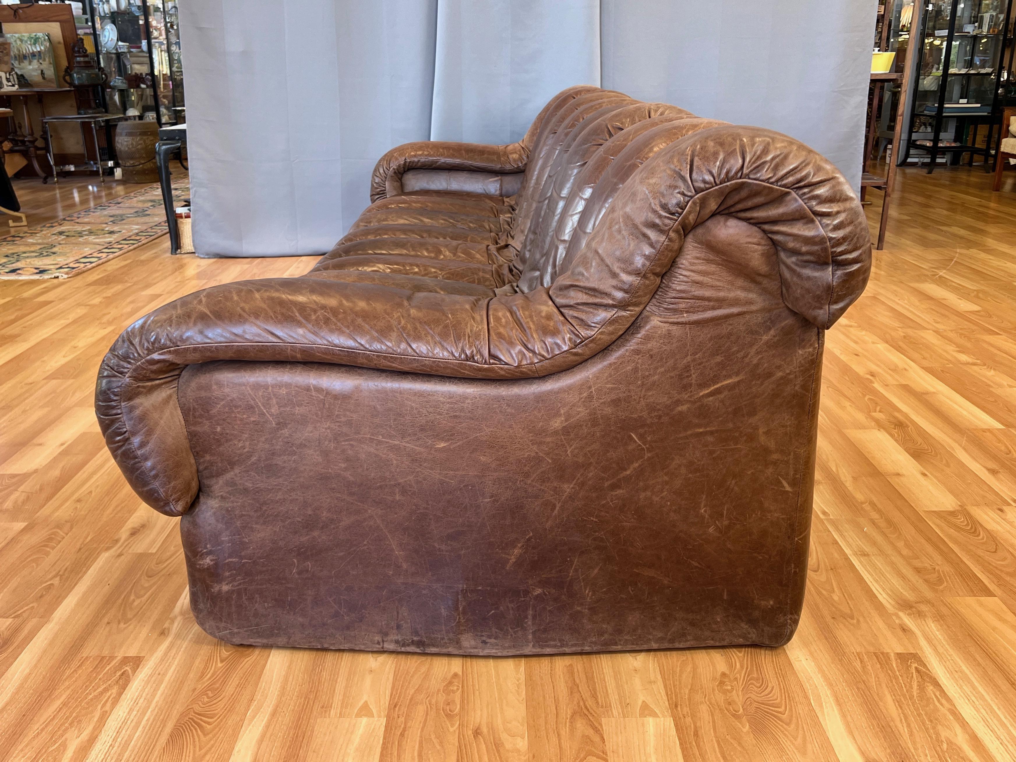 Vintage De Sede DS-600 Snake Sofa with Eleven Elements in Brown Leather, 1970s 4