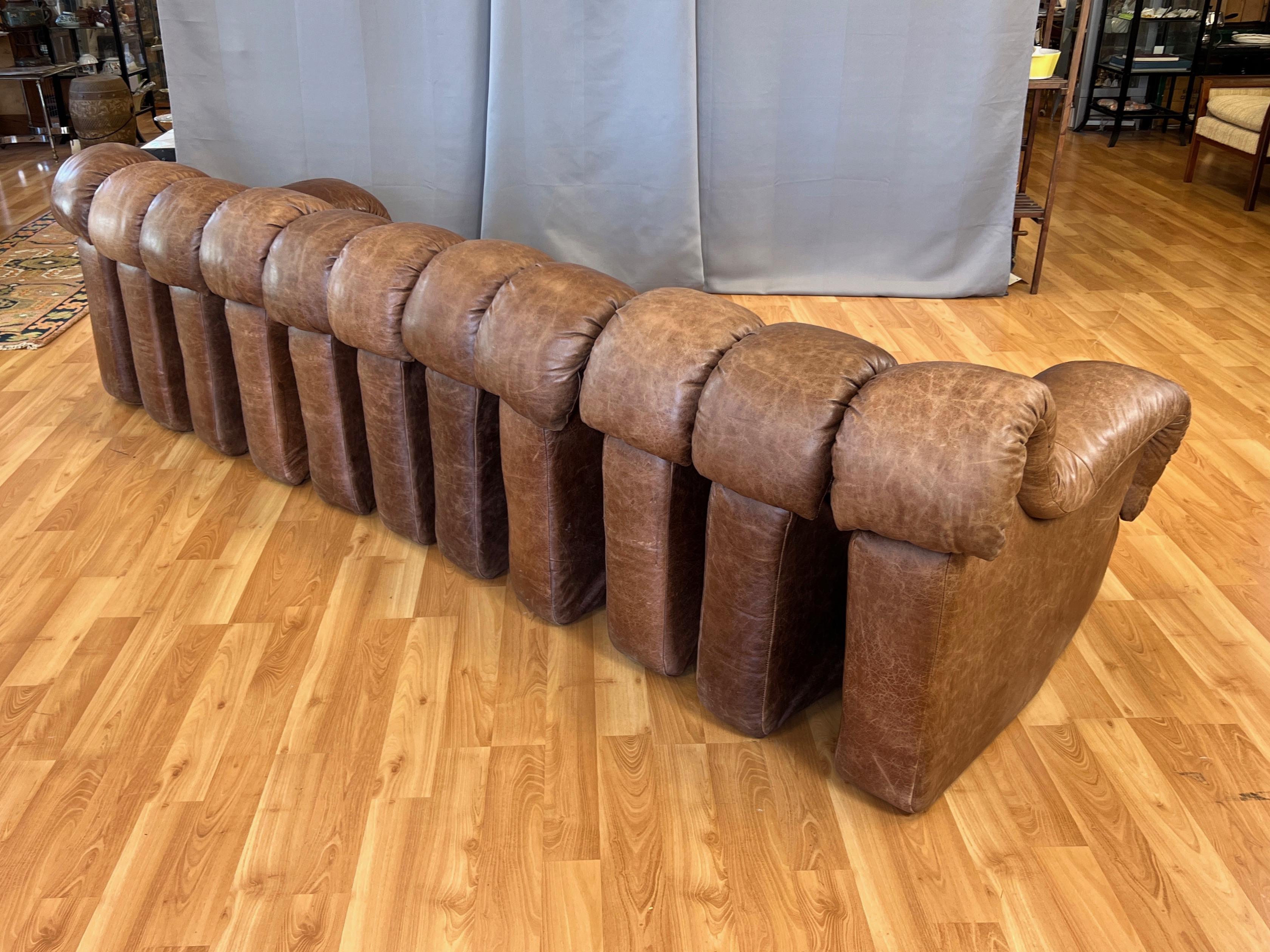Vintage De Sede DS-600 Snake Sofa with Eleven Elements in Brown Leather, 1970s 5