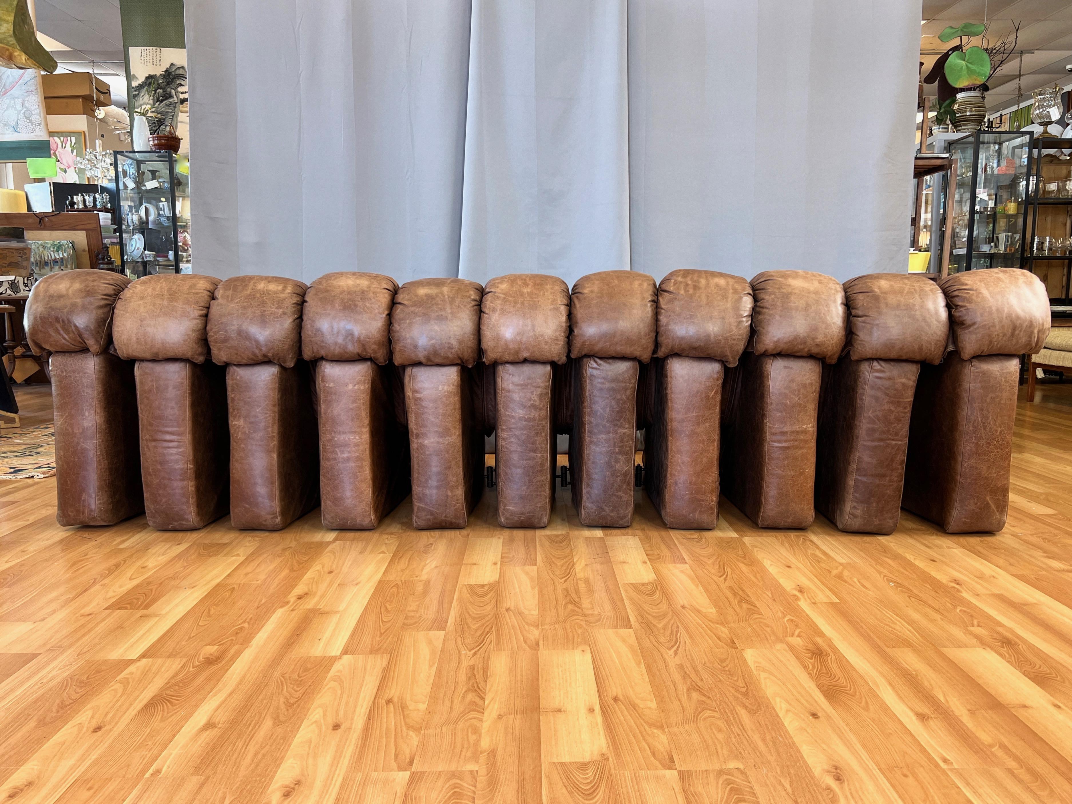 Vintage De Sede DS-600 Snake Sofa with Eleven Elements in Brown Leather, 1970s 6