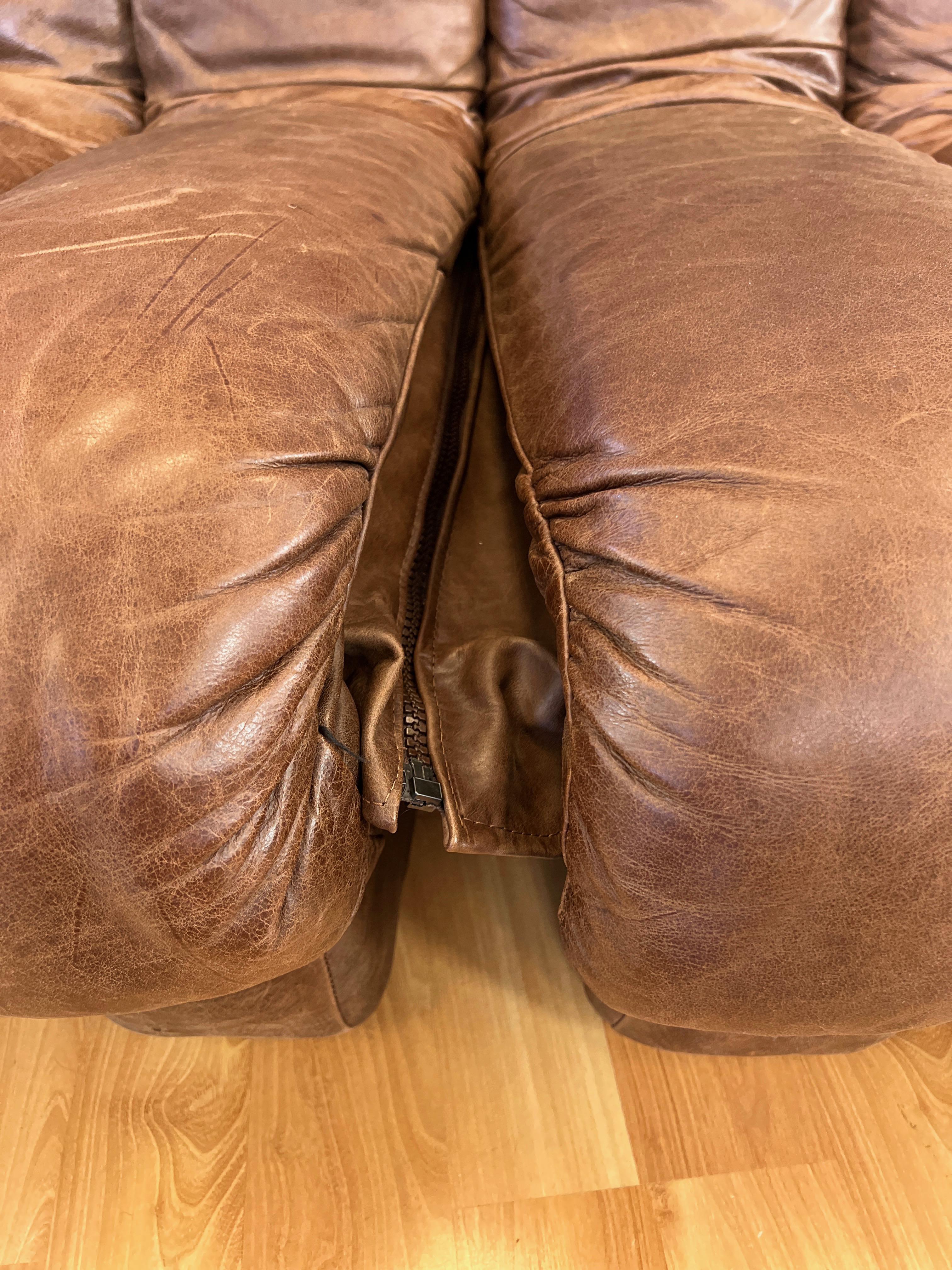 Vintage De Sede DS-600 Snake Sofa with Eleven Elements in Brown Leather, 1970s 8