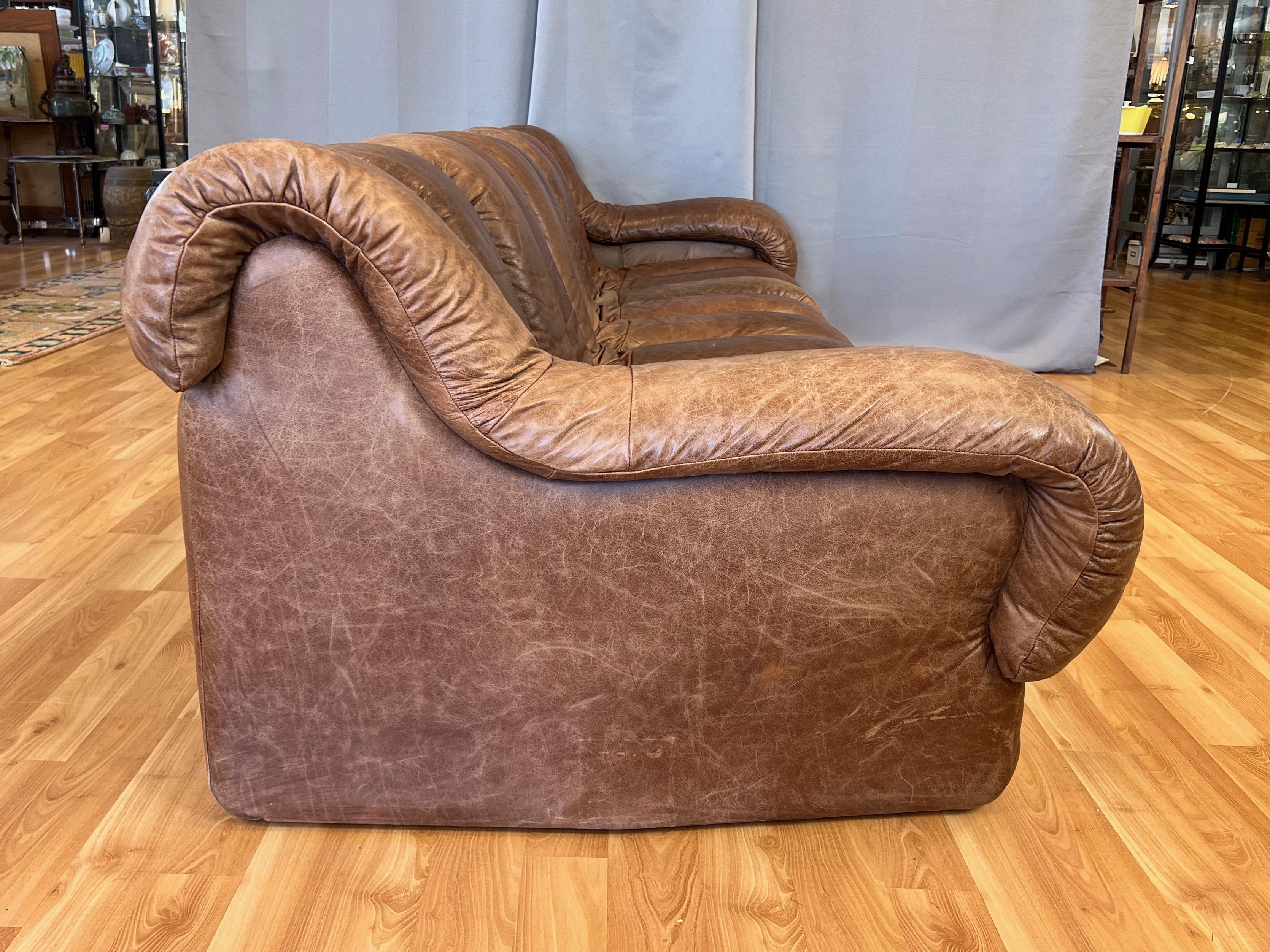 Late 20th Century Vintage De Sede DS-600 Snake Sofa with Eleven Elements in Brown Leather, 1970s