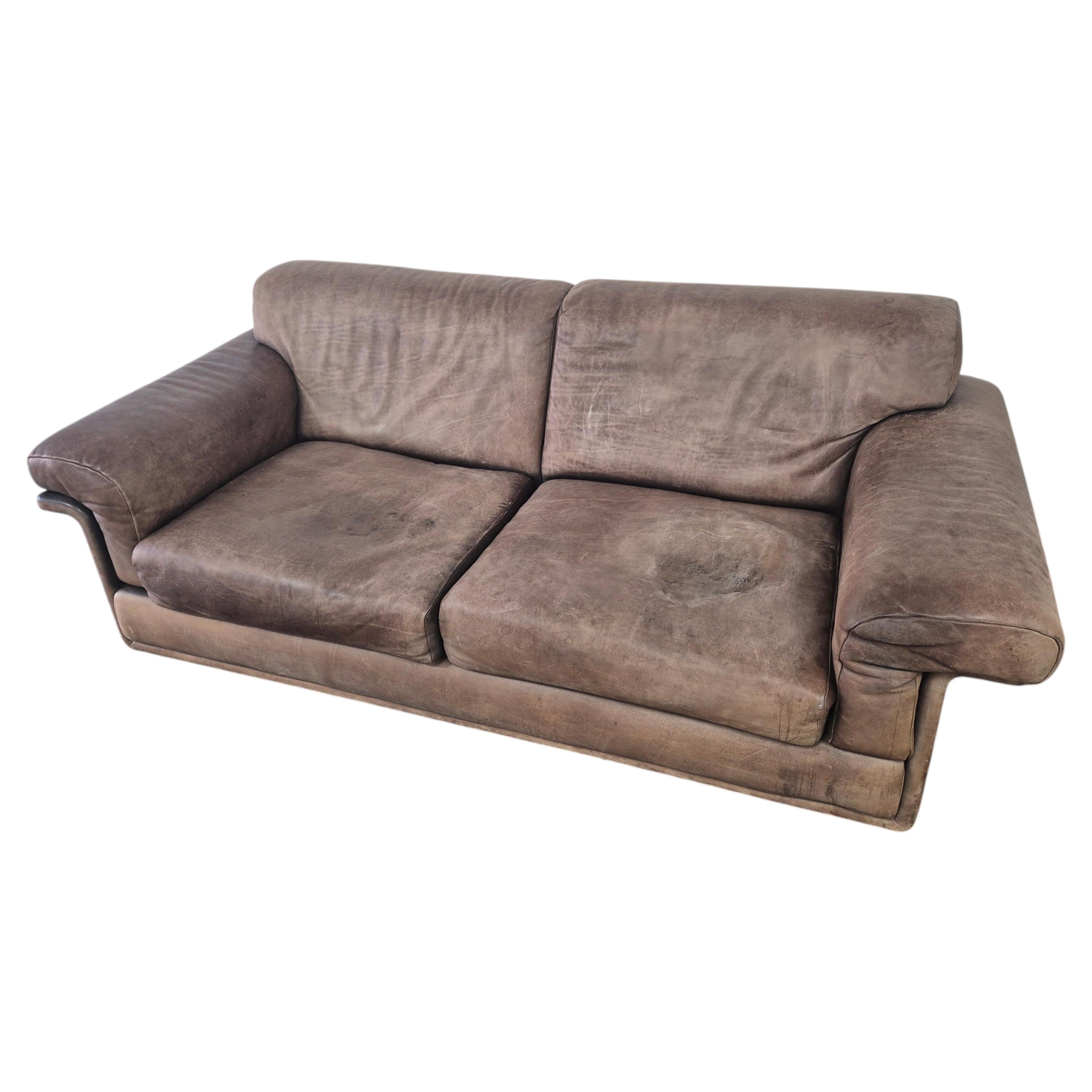 Vintage De Sede DS-68 Leather Brown Sofa For Sale