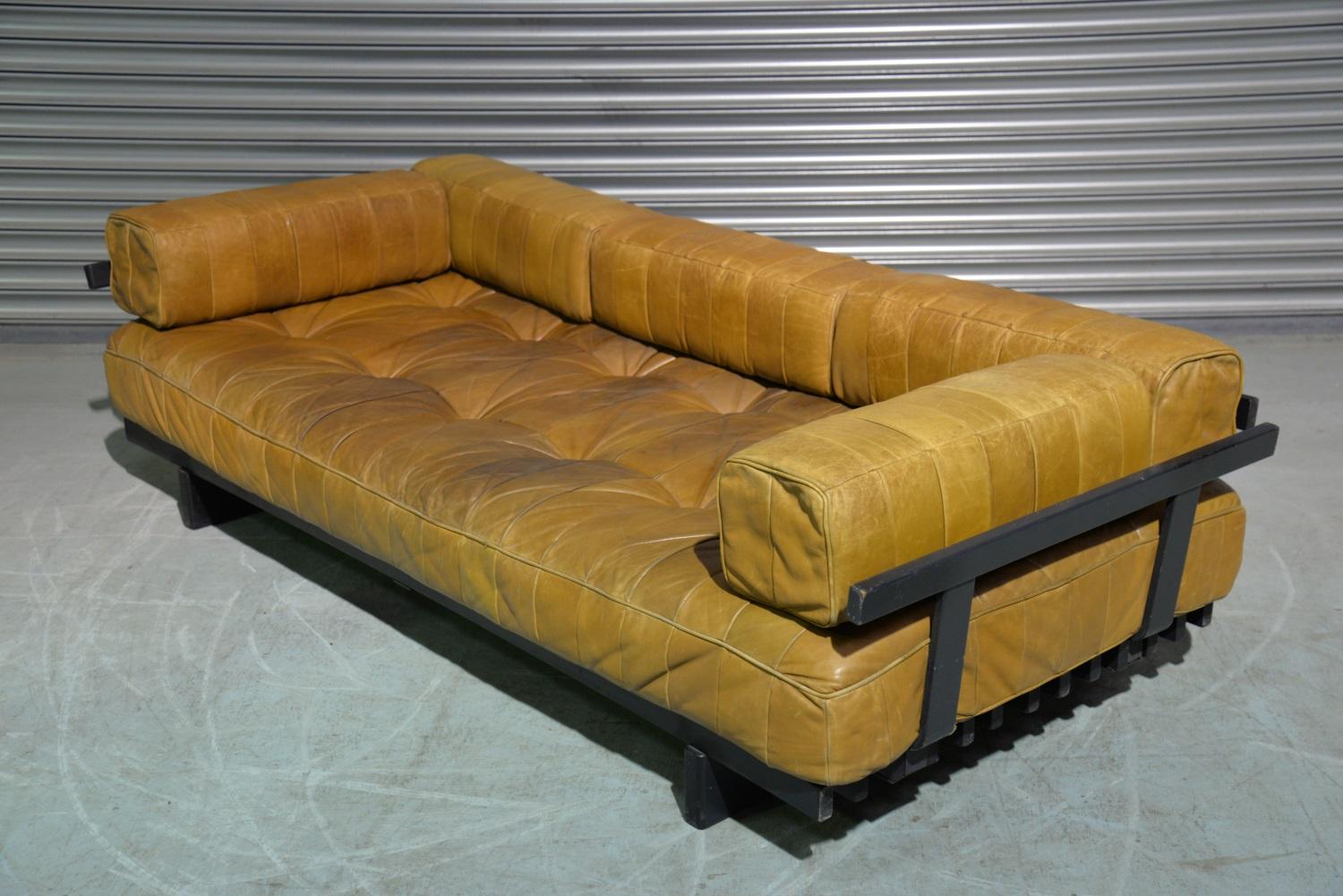 Vintage De Sede DS 80 Patchwork Leather Daybed, Switzerland, 1960s In Good Condition In Fen Drayton, Cambridgeshire