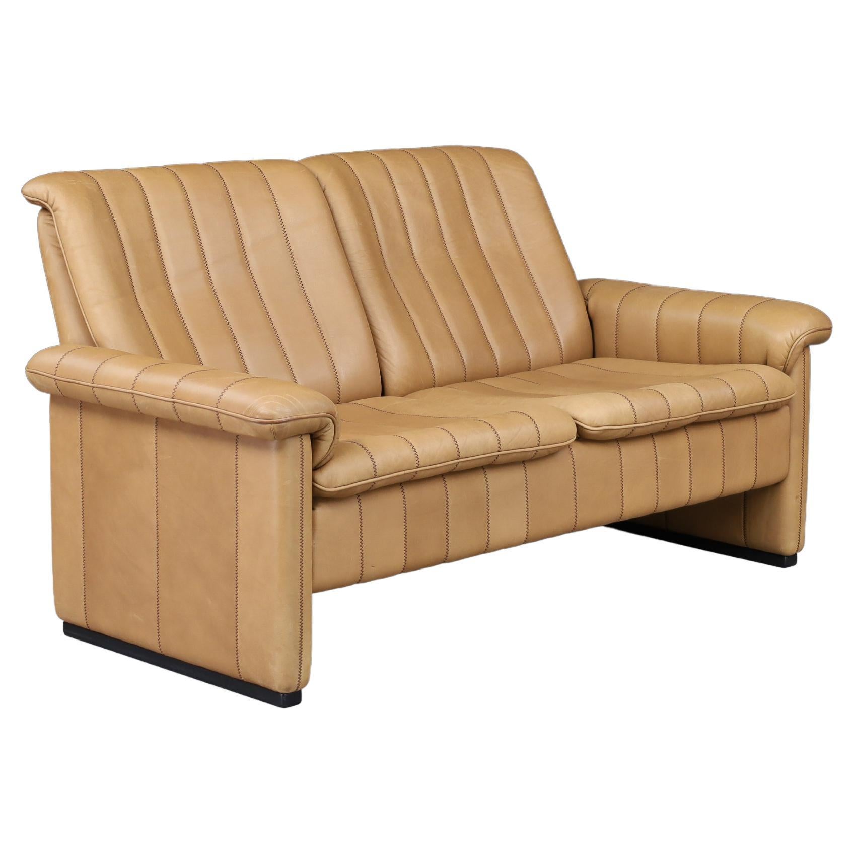 Vintage De Sede DS-83 Two-Seat Sofa in Original Tan Leather, 1970s