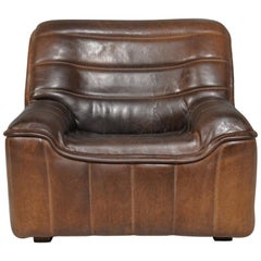 Fauteuil à col en cuir vintage De Sede DS 84, Suisse, années 1970
