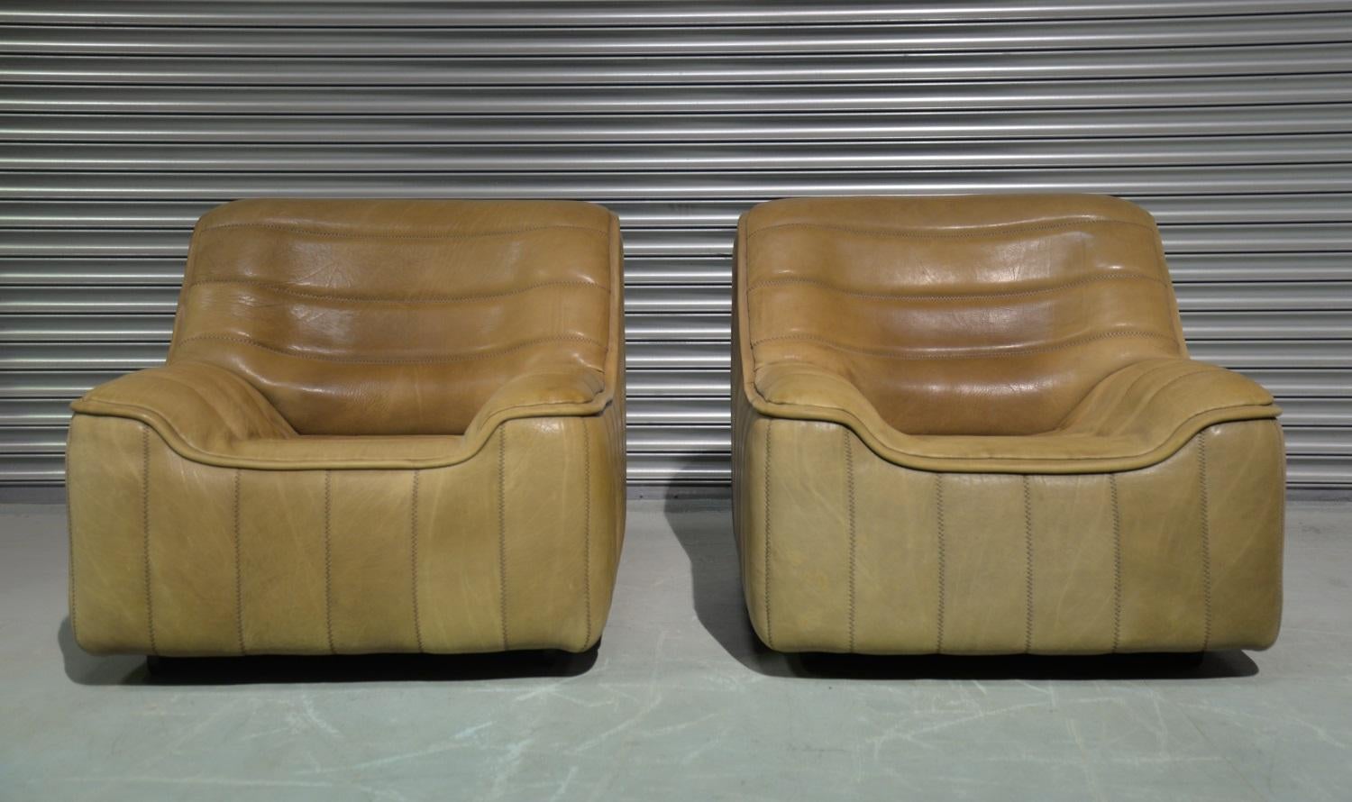 Mid-Century Modern Vintage De Sede DS 84 Neck Leather Armchairs, Switzerland, 1970s For Sale