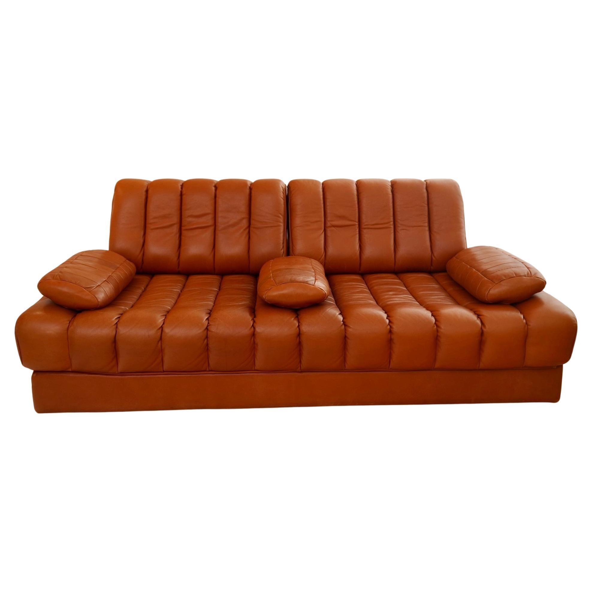 Canapé-lit vintage De Sede DS 85 en cuir Brown en vente