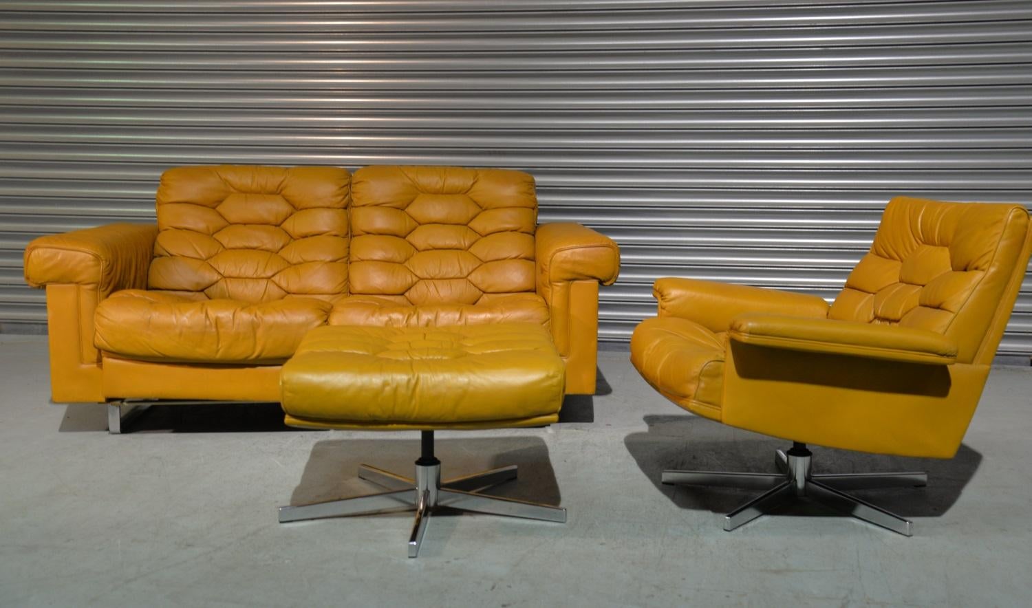 Mid-Century Modern Vintage De Sede DS-P Sofa Set in Cognac Leather by Robert Haussmann, 1970s