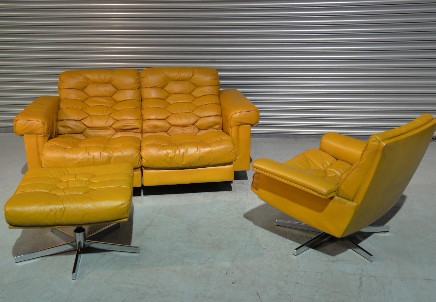 Swiss Vintage De Sede DS-P Sofa Set in Cognac Leather by Robert Haussmann, 1970s
