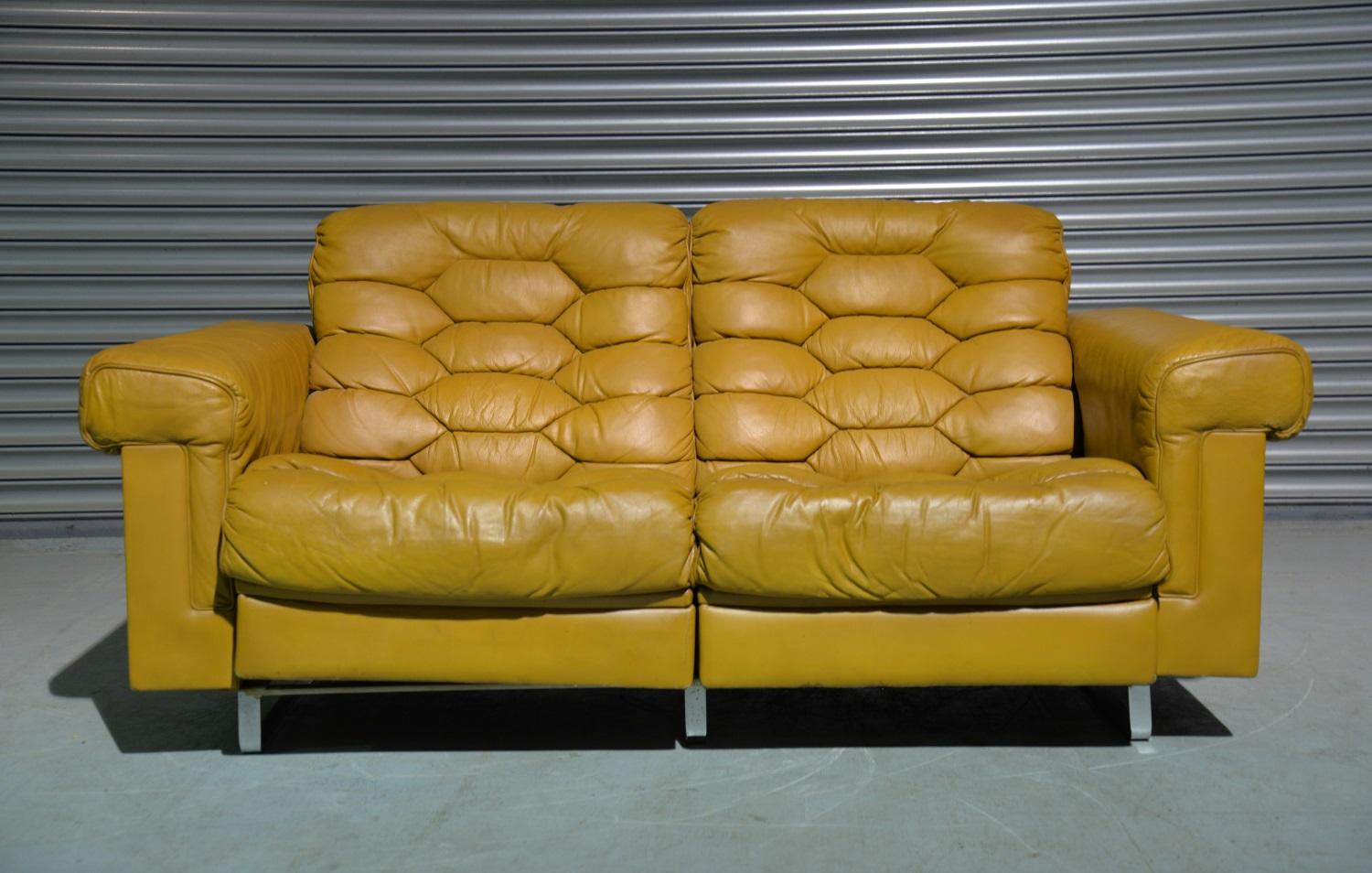Vintage De Sede DS-P Sofa Set in Cognac Leather by Robert Haussmann, 1970s In Good Condition In Fen Drayton, Cambridgeshire