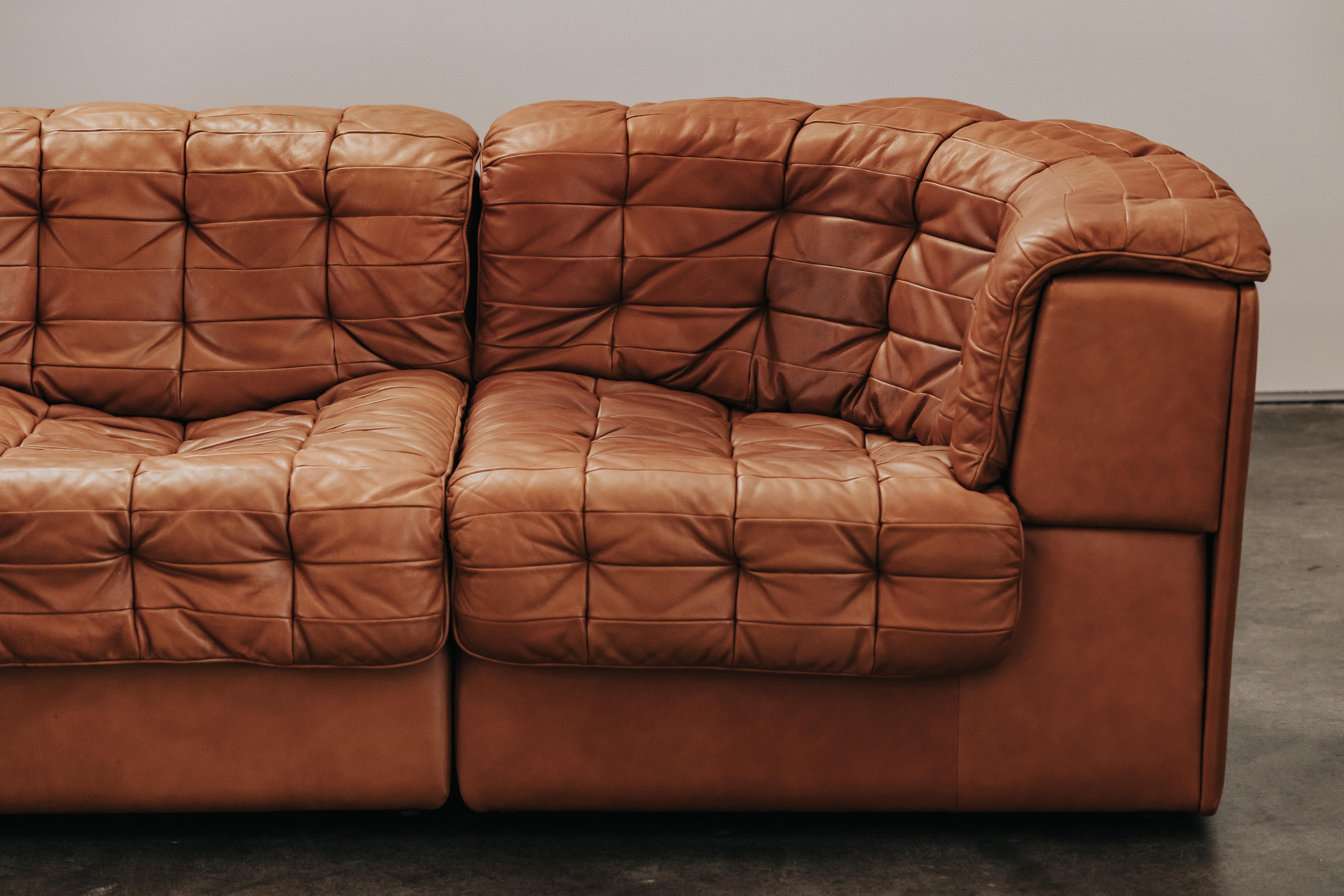Vintage De Sede DS11 Sofa In Cognac Leather, From Switzerland, Circa 1970.  Very comfortable model with very light wear and use.