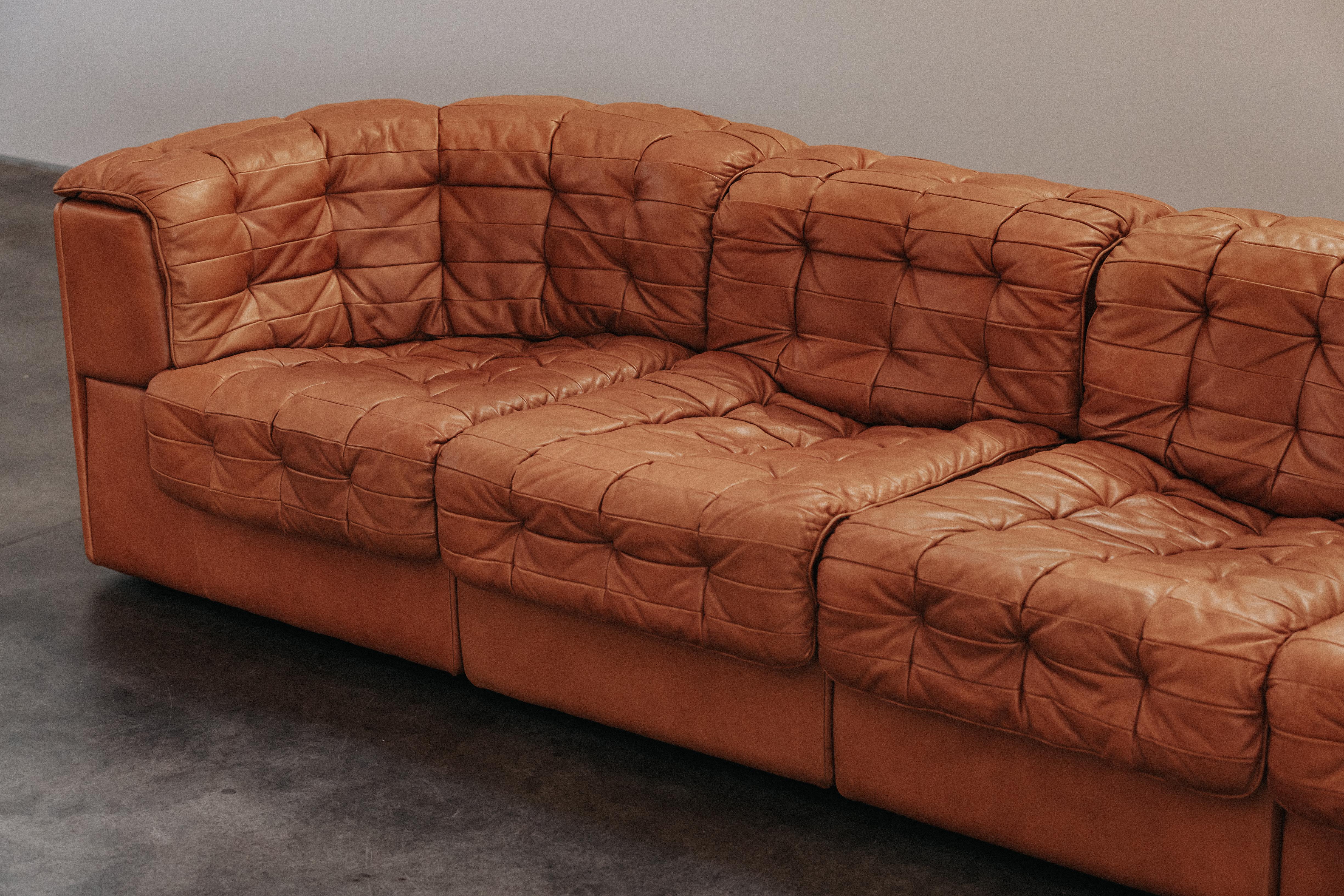 European Vintage De Sede DS11 Sofa In Cognac Leather, From Switzerland, Circa 1970 For Sale
