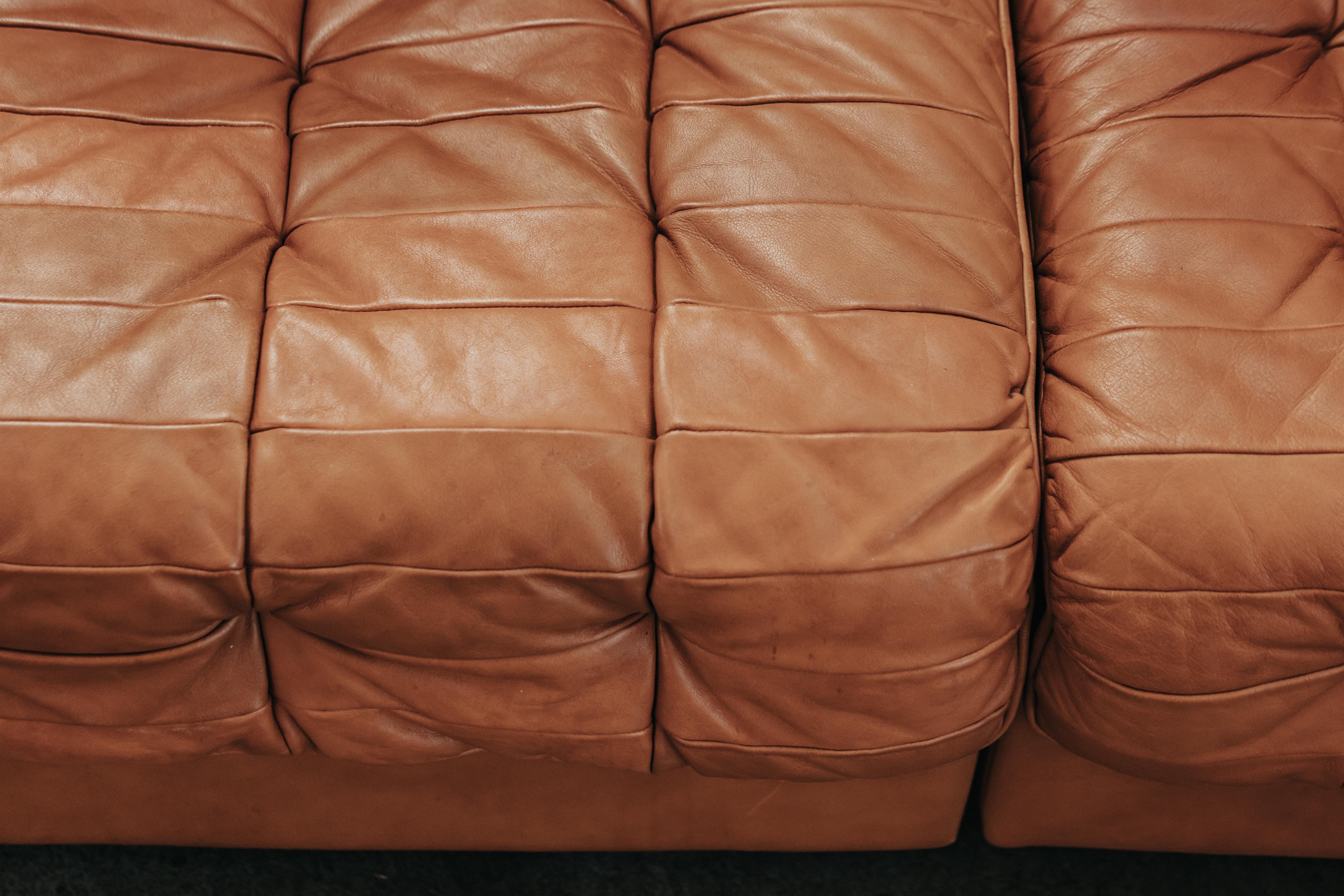Vintage De Sede DS11 Sofa In Cognac Leather, From Switzerland, Circa 1970 For Sale 2
