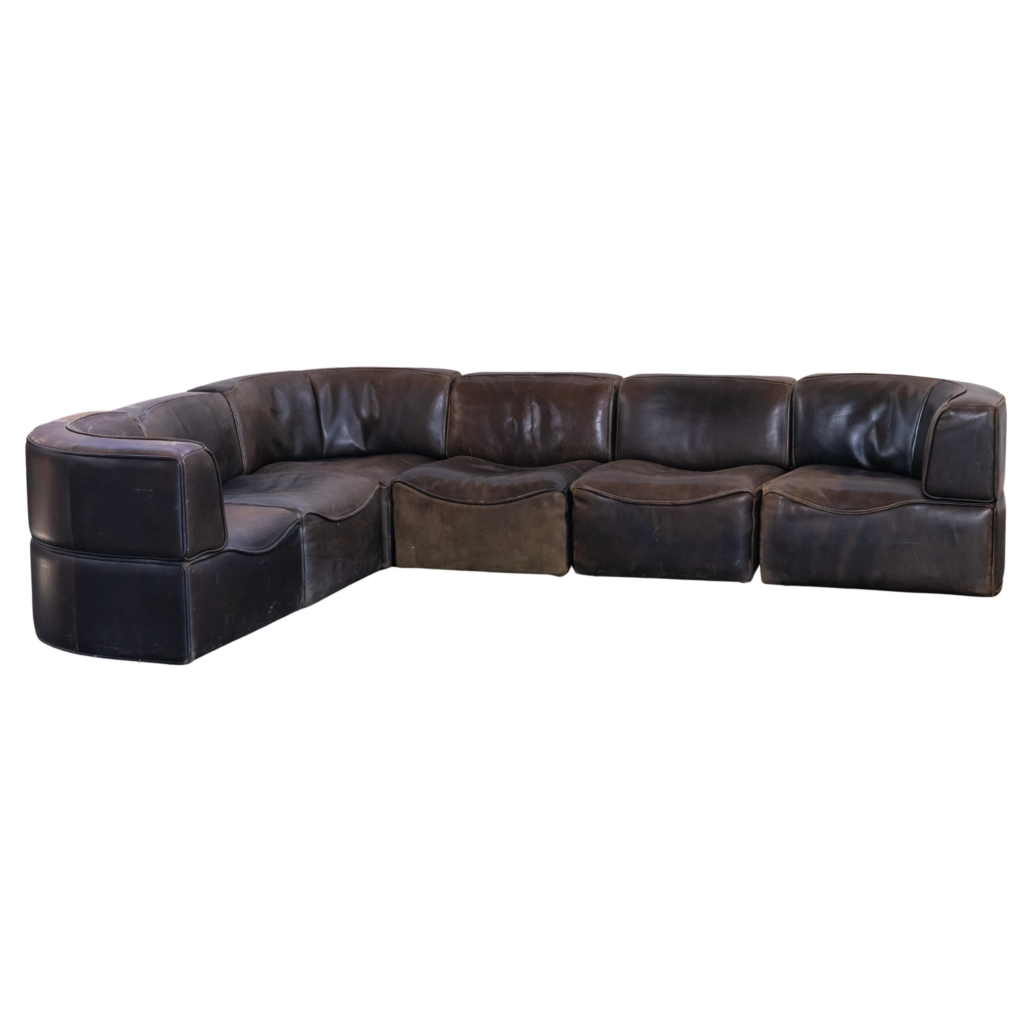 Vintage De Sede DS15 Modular Leather Sofa From Switzerland, Circa 1970 For Sale
