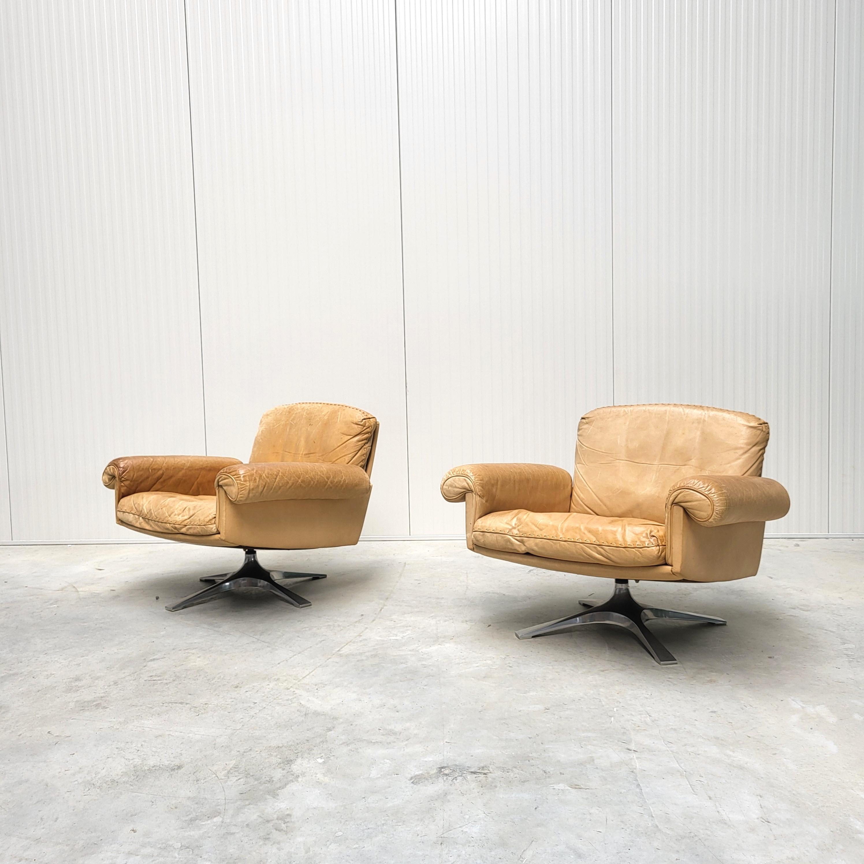 Vintage De Sede DS31 Sofa & 2x DS31 Loungesessel Cognac, Cognac  1970s im Zustand „Gut“ im Angebot in Aachen, NW