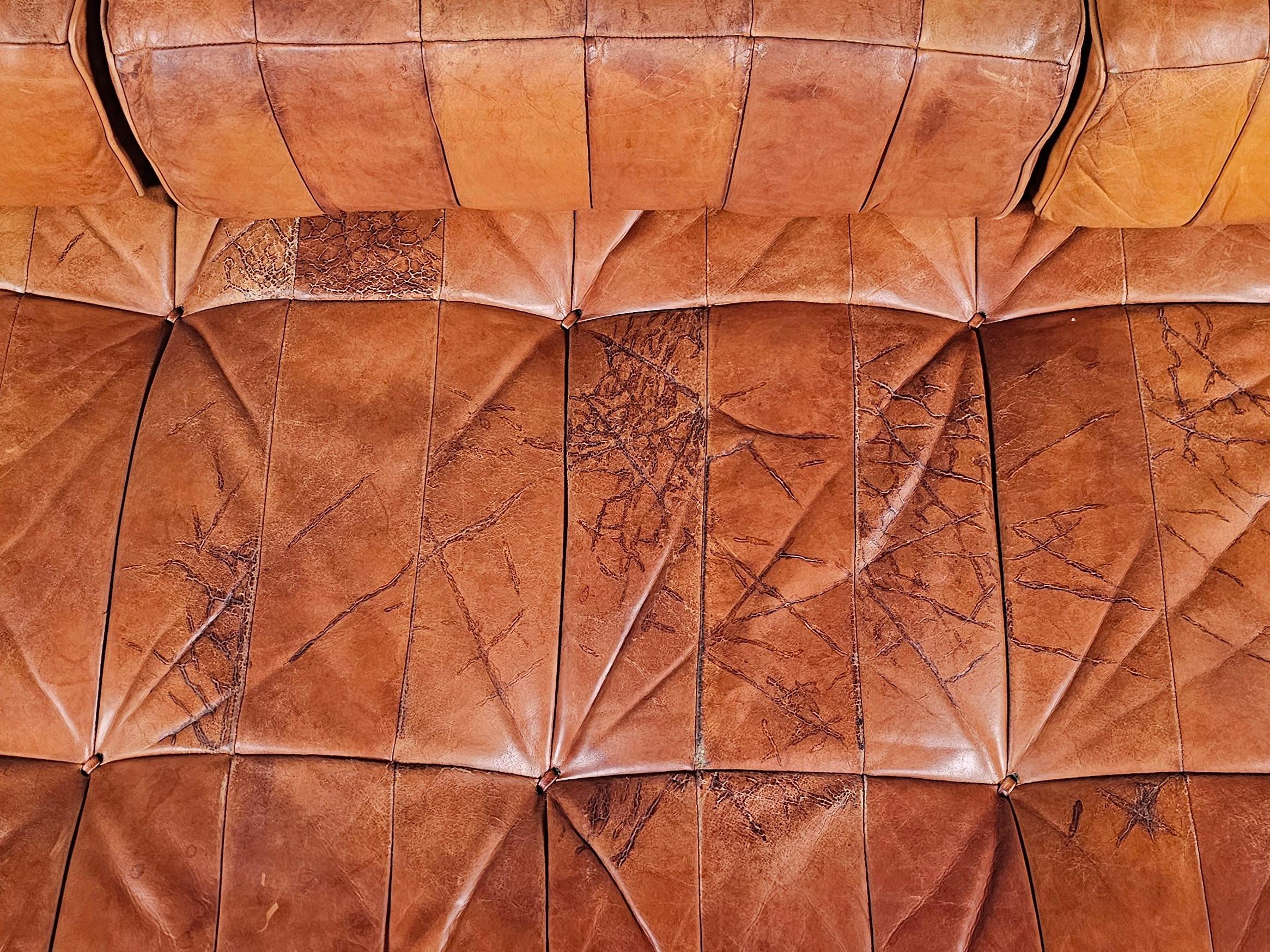 Vintage De Sede DS80 Patchwork Daybed in cognac leather and ash, 1970s For Sale 8
