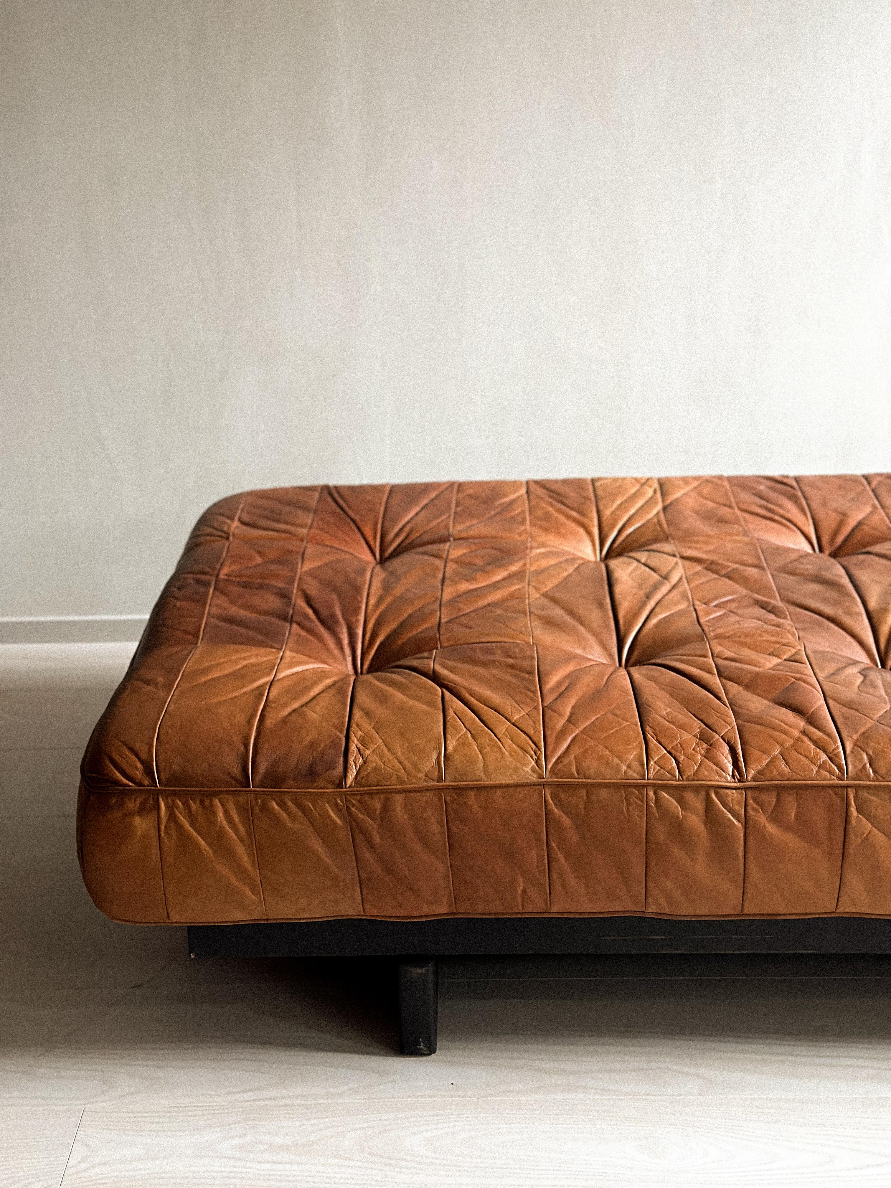 Vintage De Sede DS80 Patchwork Daybed in cognac leather and ash, 1970s 1
