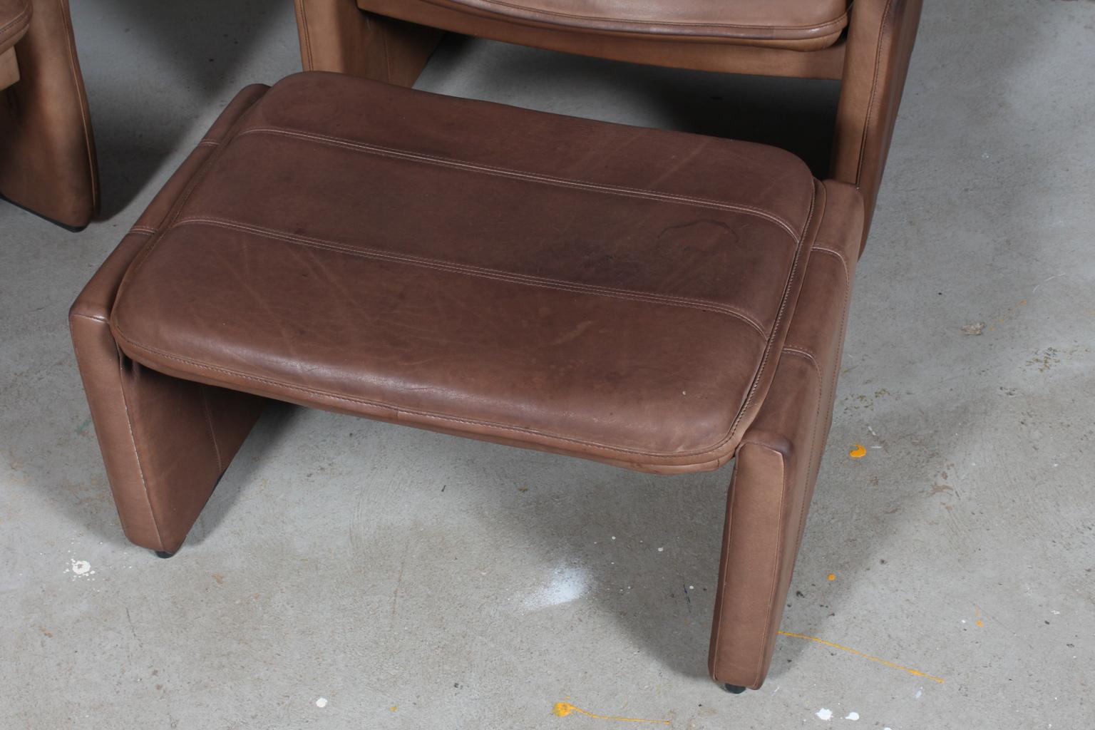 Mid-20th Century Vintage De Sede Exclusive, Sofa Set Sofa, Patinated Leather