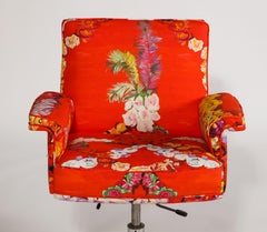Vintage De Sede Executive Swivel Chair in Voutsa Mimi Chinoiserie Cotton