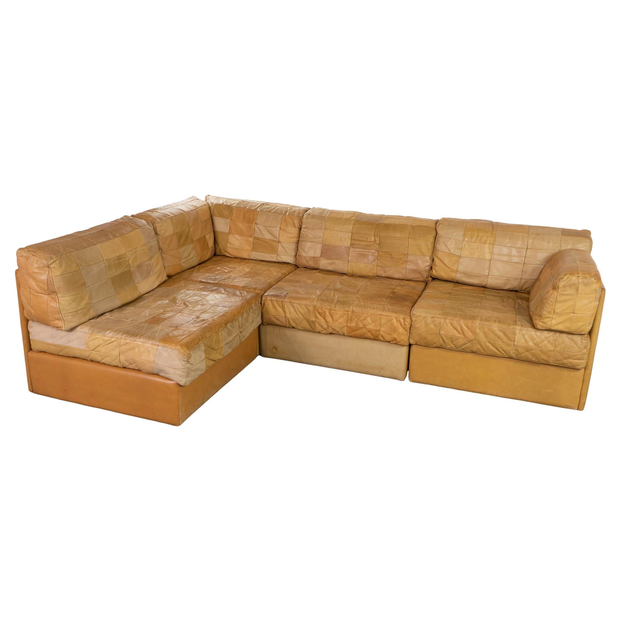 Vintage De Sede Patchwork Leather Sectional Sofa For Sale